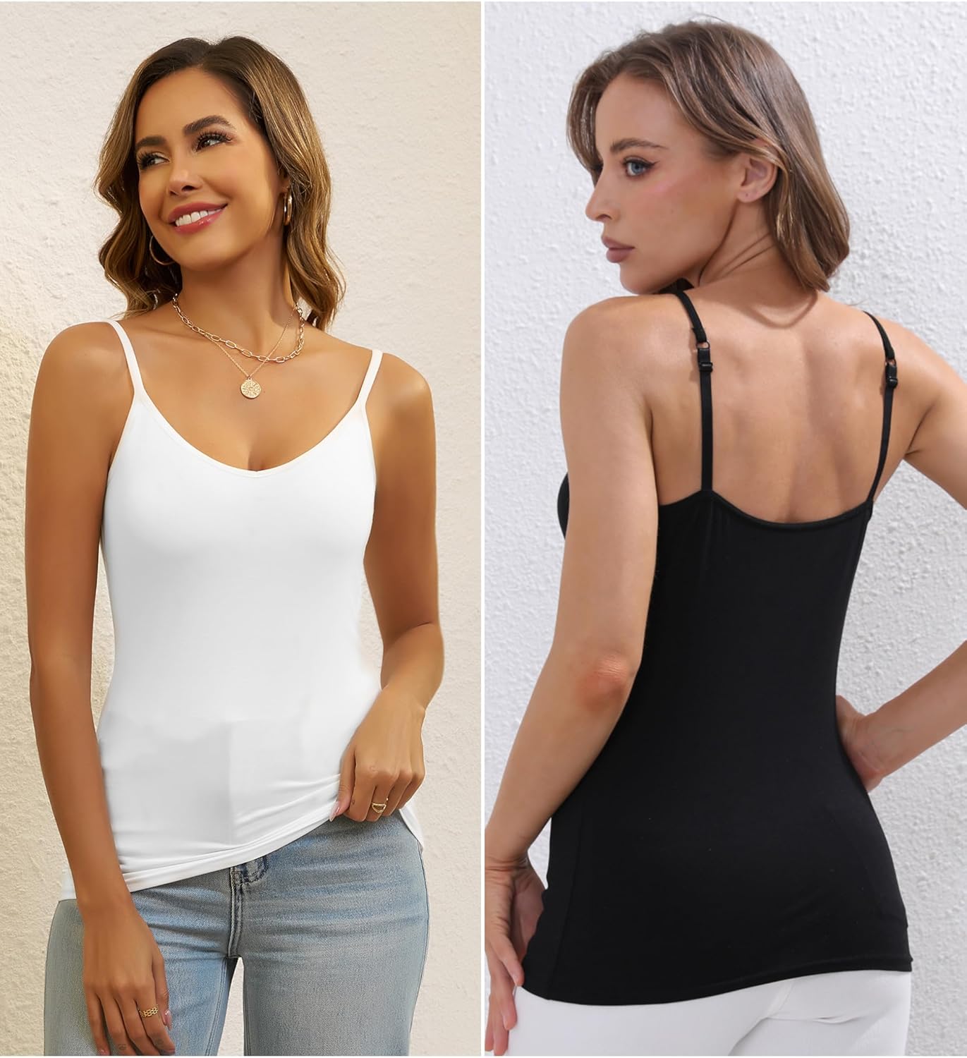BQTQ 5 Pcs V Neck Camisole Tops for Women Spaghetti Strap Tank Top Womens Camisole Undershirt Slim Fitted Camisoles - Image 4