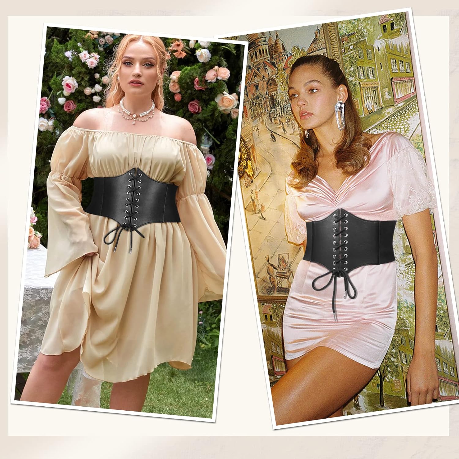 JASGOOD Women’s Elastic Costume Waist Belt Lace-up Tied Waspie Corset Belts for Women - Image 4