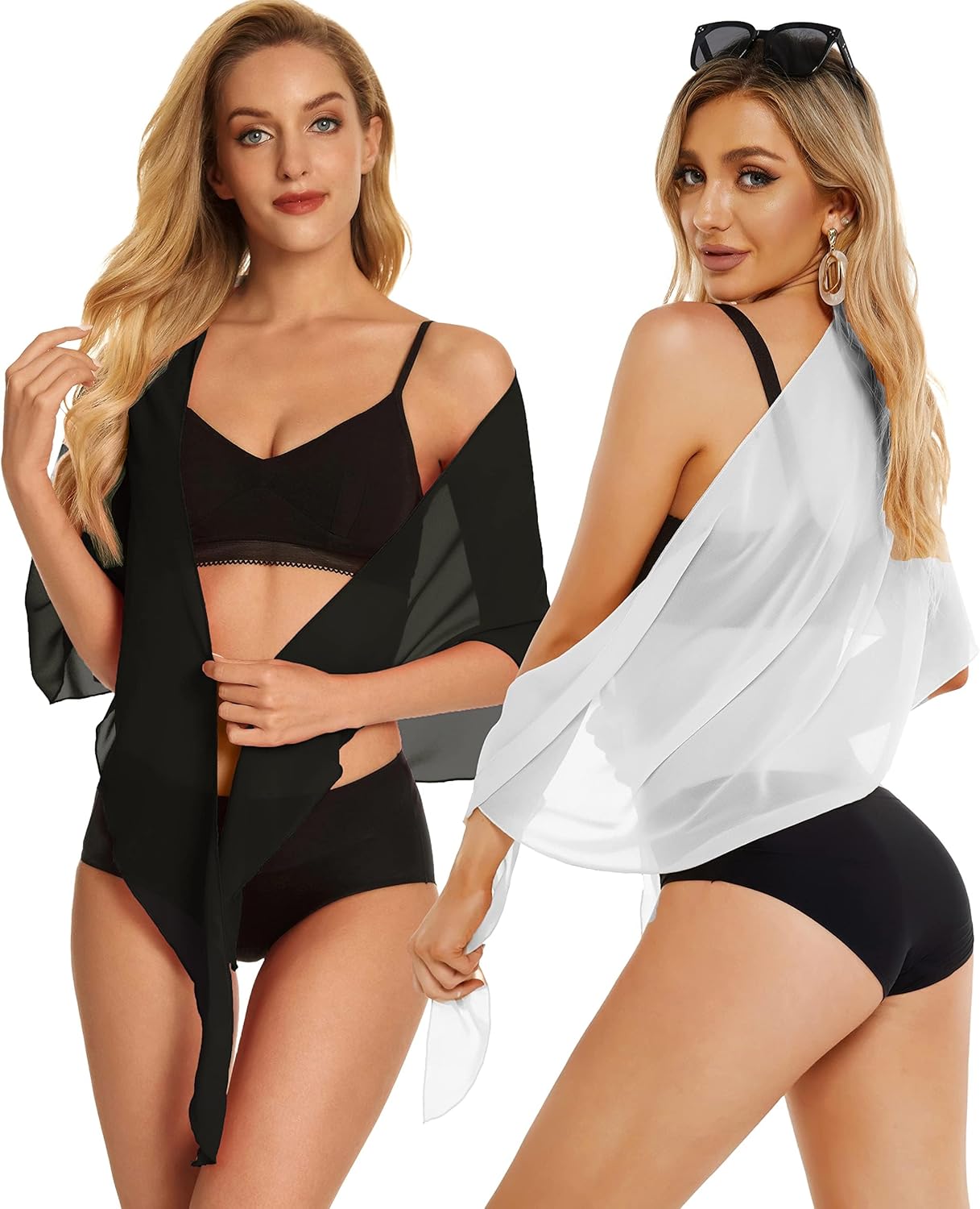 CHICGAL 2 Pieces Women Beach Sarong Bathing Suit Wrap Skirt Sheer Bikini Swimsuit Cover Ups for Swimwear - Image 5