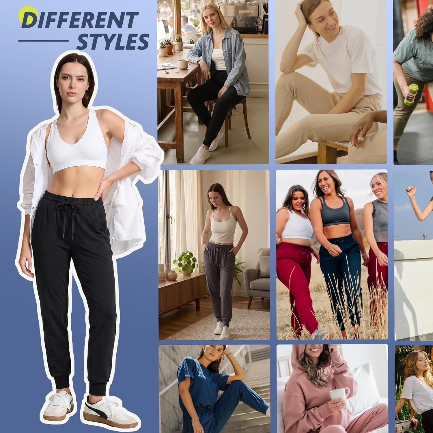 4 Pack Joggers for Women - Sweatpants with Pockets Lightweight Comfy Yoga Pants for Workout Travel Lounge - Image 2