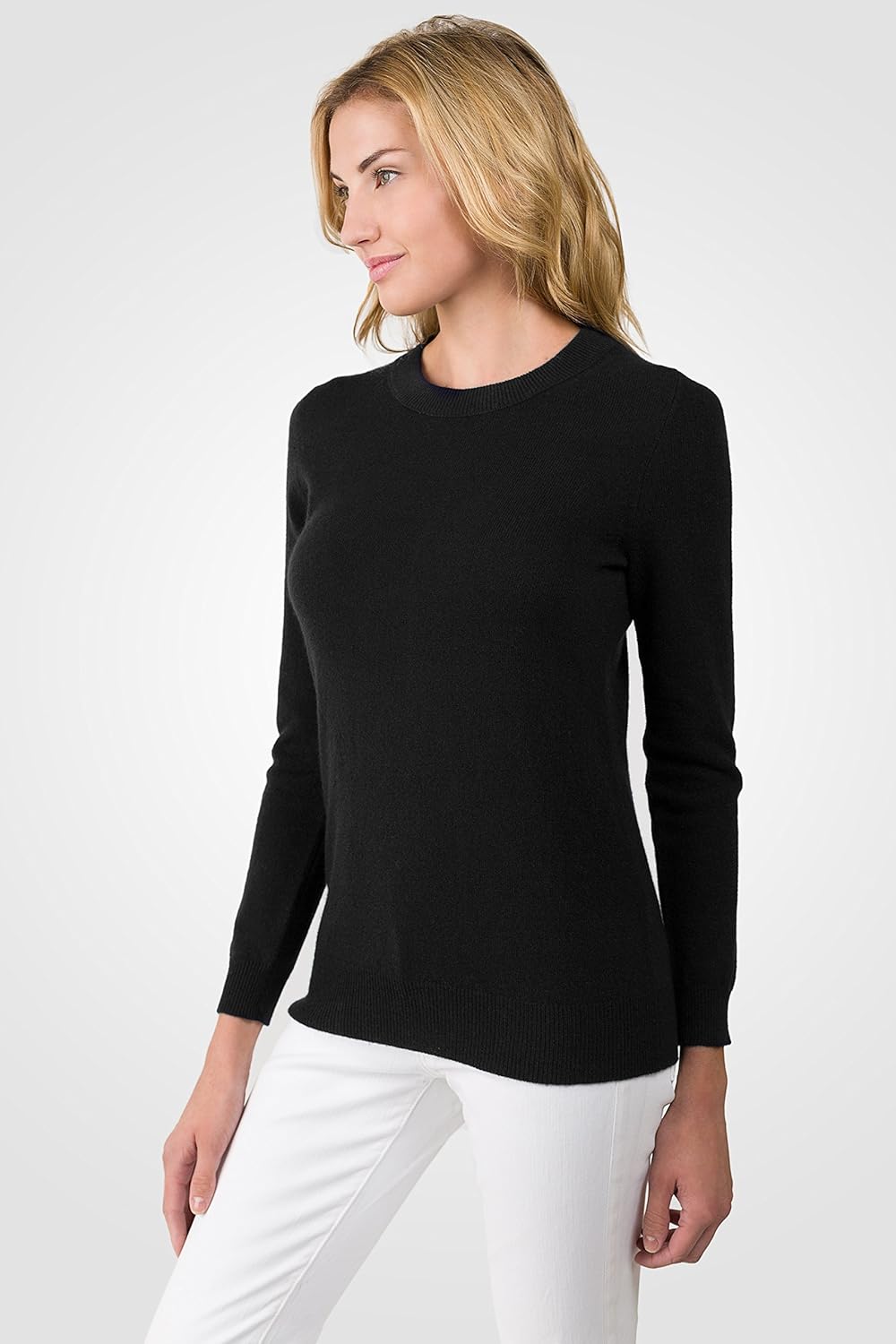 JENNIE LIU Women's 100% Pure Cashmere Crew Neck Sweater, Tight Knit Cozy Soft Hand Washable Long Sleeve Pullover - Image 4