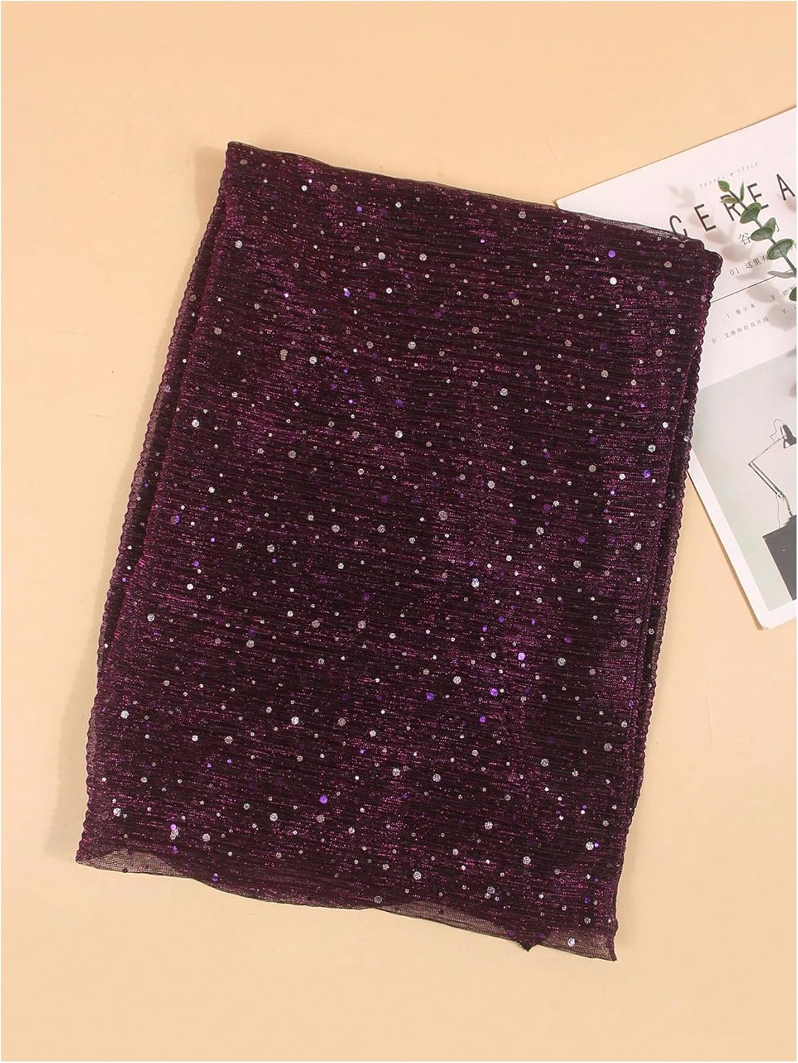 Floerns Women's Sequin Bandana Square Scarf Silk Scarves Mesh Shawl and Wrap for Evening Dresses - Image 3