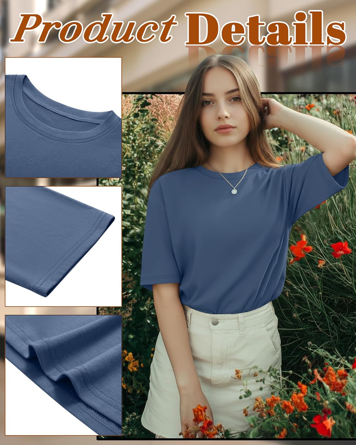 Huukeay 3 Pack Women's Half Sleeve T-Shirts, Crew Neck Elbow Length Tops Loose Casual Basic Tees Summer Tunic Tops - Image 5
