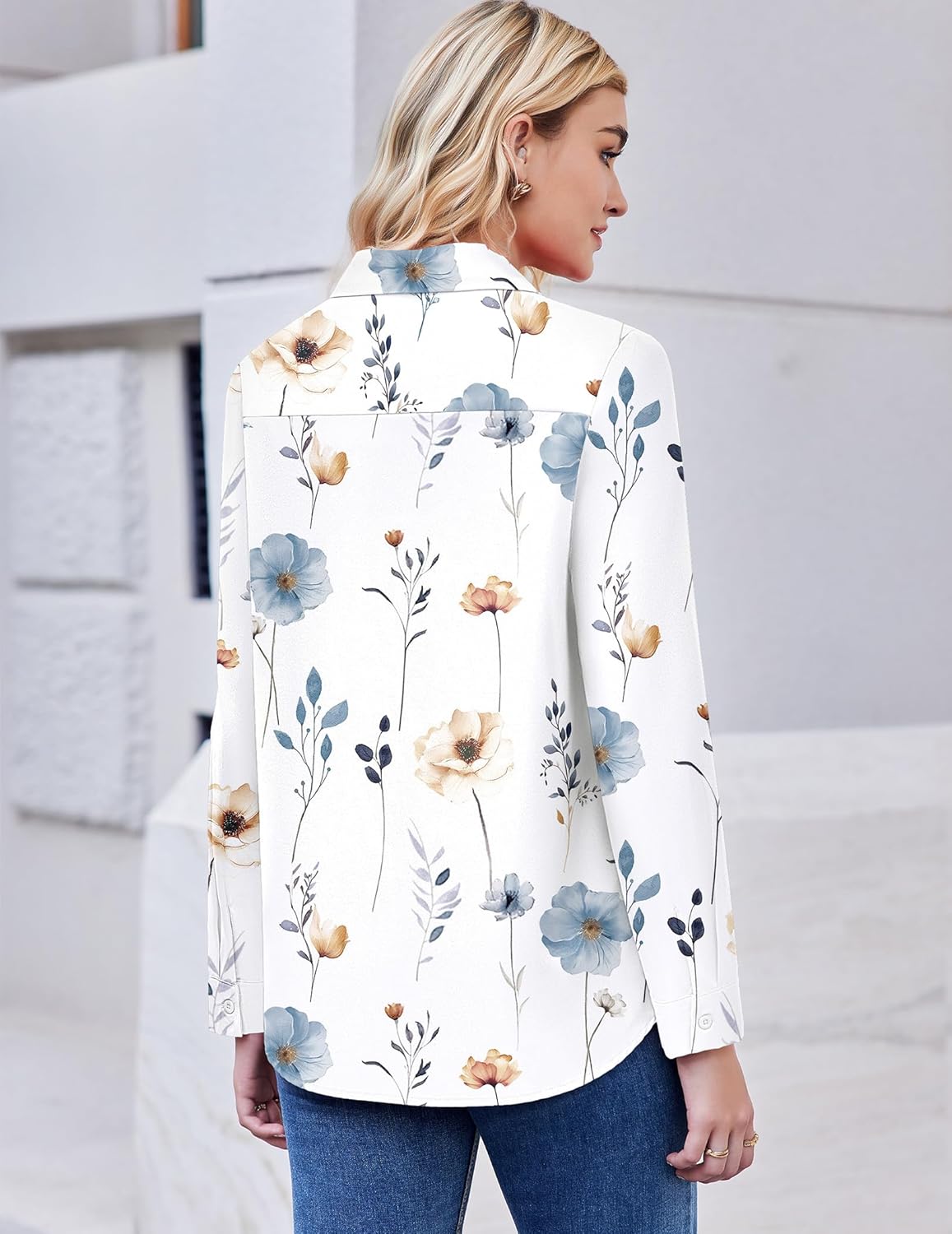 ZEAGOO Button Down Shirt for Women Long Sleeve Blouses Floral Printed Tops Business Casual Work Outfits S-XXL - Image 7