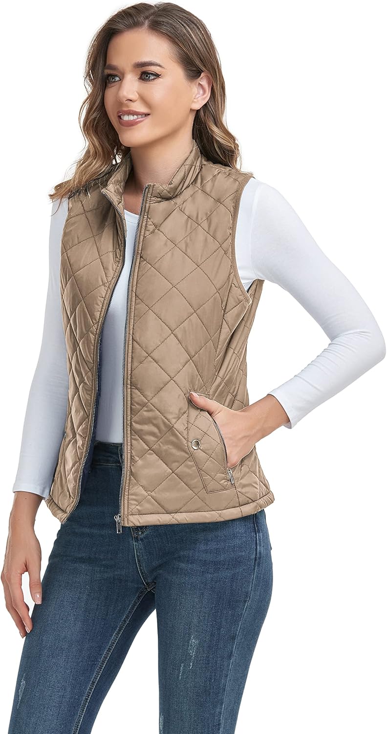 LONGKING 2025 Upgraded, Women's Outwear Vest With One Inner Pocket - Stand Collar Lightweight Zip Quilted Vest for Women - Image 3
