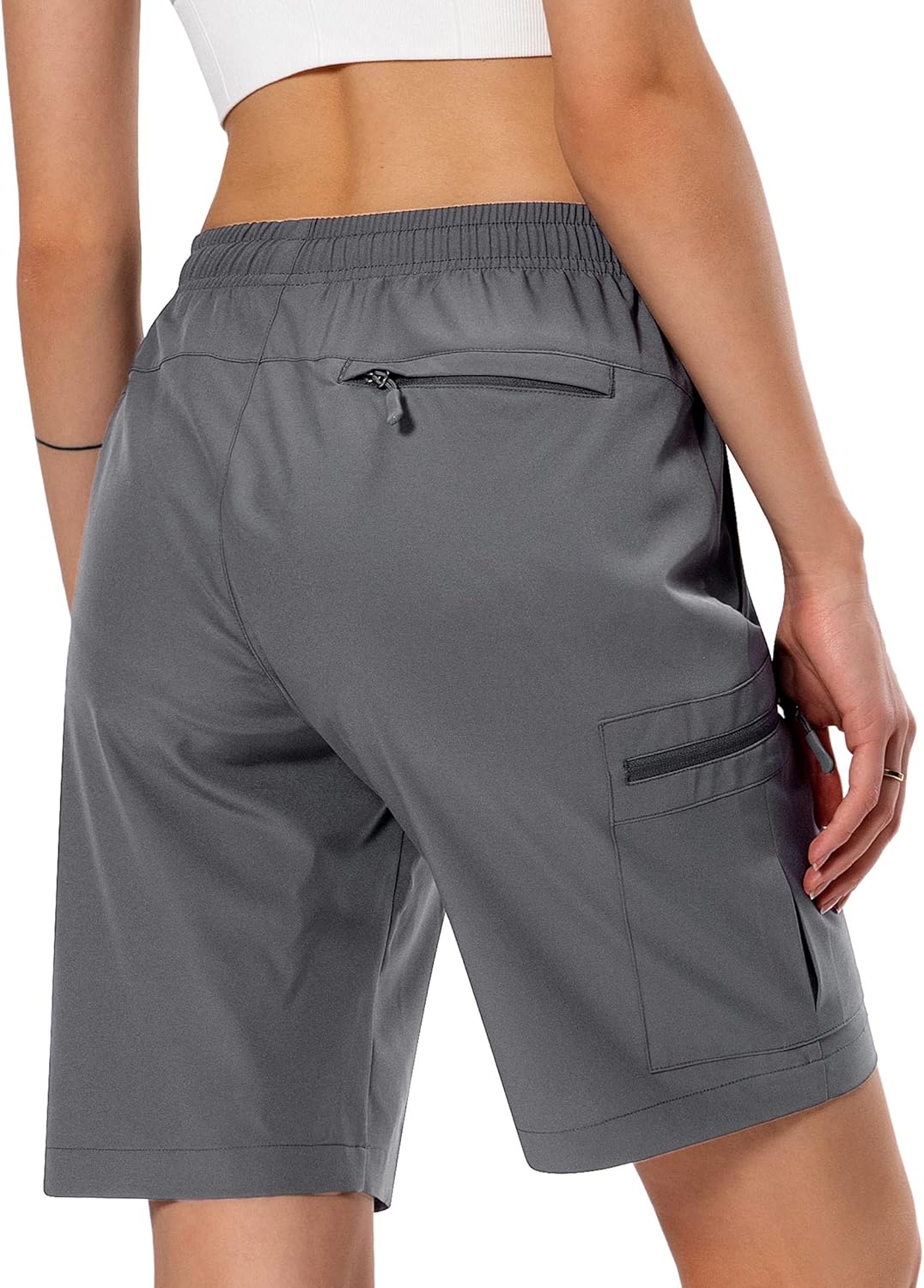 Hugut Women's Lightweight Hiking Cargo Shorts Quick Dry Athletic Shorts Camping Travel Golf Zipper Pockets Water Resistant - Image 4