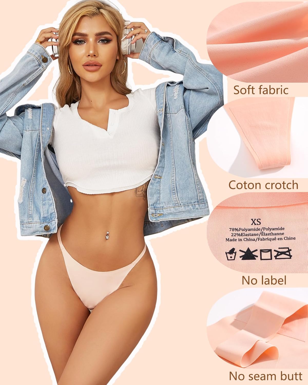 UNDER THE SEA 10 Pack G String Thongs for Women Seamless Underwear Low Rise No Show Thong Stretch Womens Panties Sexy XS-2XL - Image 6