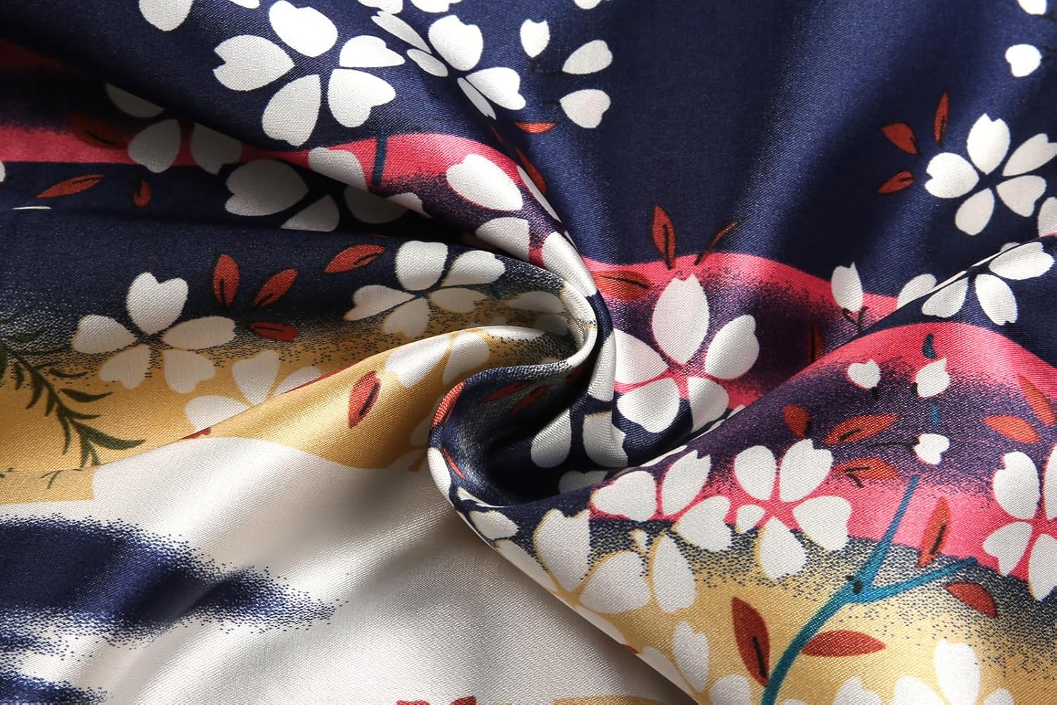Women's Floral/Patterned Silky Kimono Robes Long Satin Bathrobes Sleepwear Loungewear - Image 3