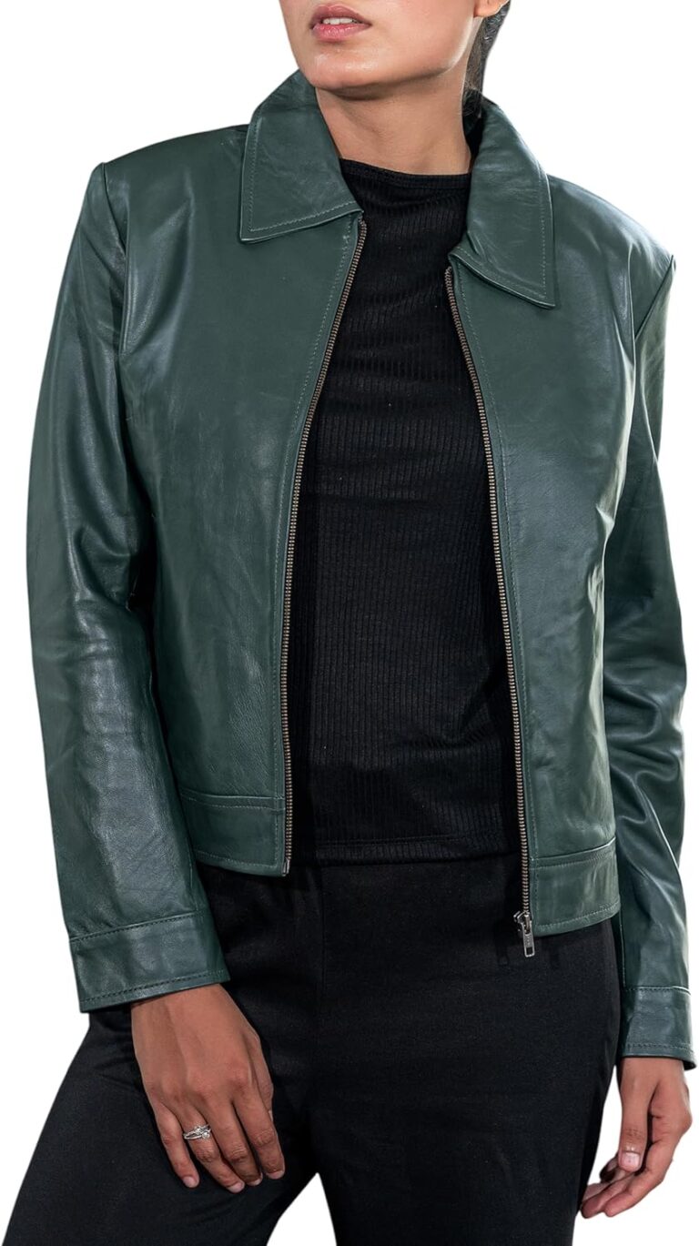 Jild Polo Collar Womens Leather Jacket - Old School Classic Everyday Wear Premium Lambskin Leather Jacket Women