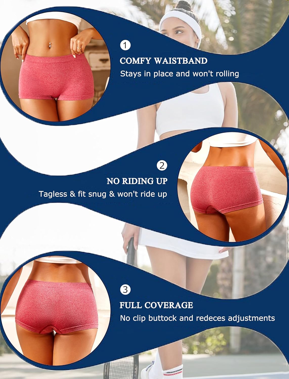 Womens Boyshorts Underwear Seamless Boxer Briefs Full Coverage Soft Stretch Boxer Shorts For Women 4 Pack - Image 4