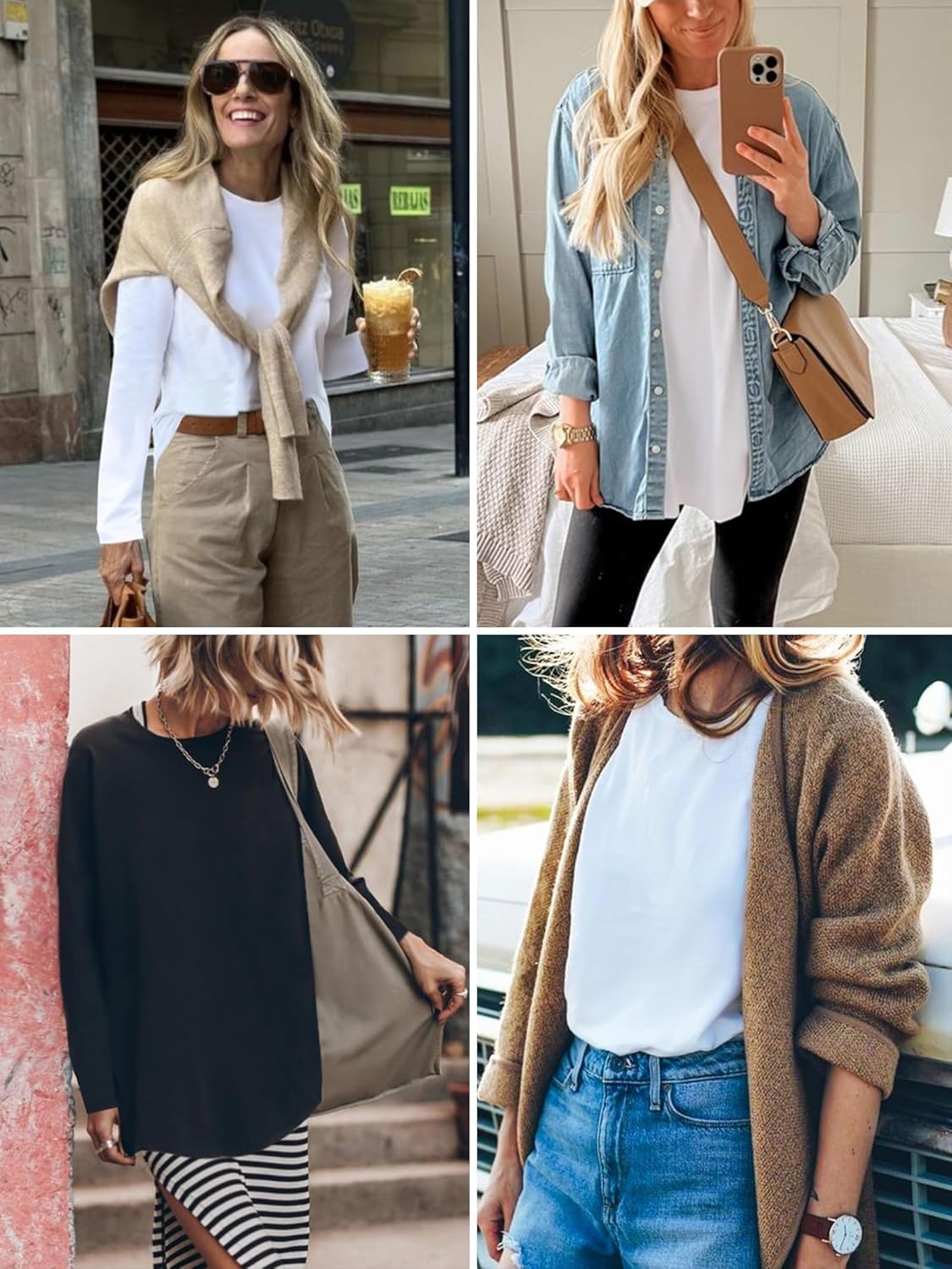 Elesomo Womens Shirts Casual Crew Neck Short/Long Sleeve Tunic Tops Tees - Image 5