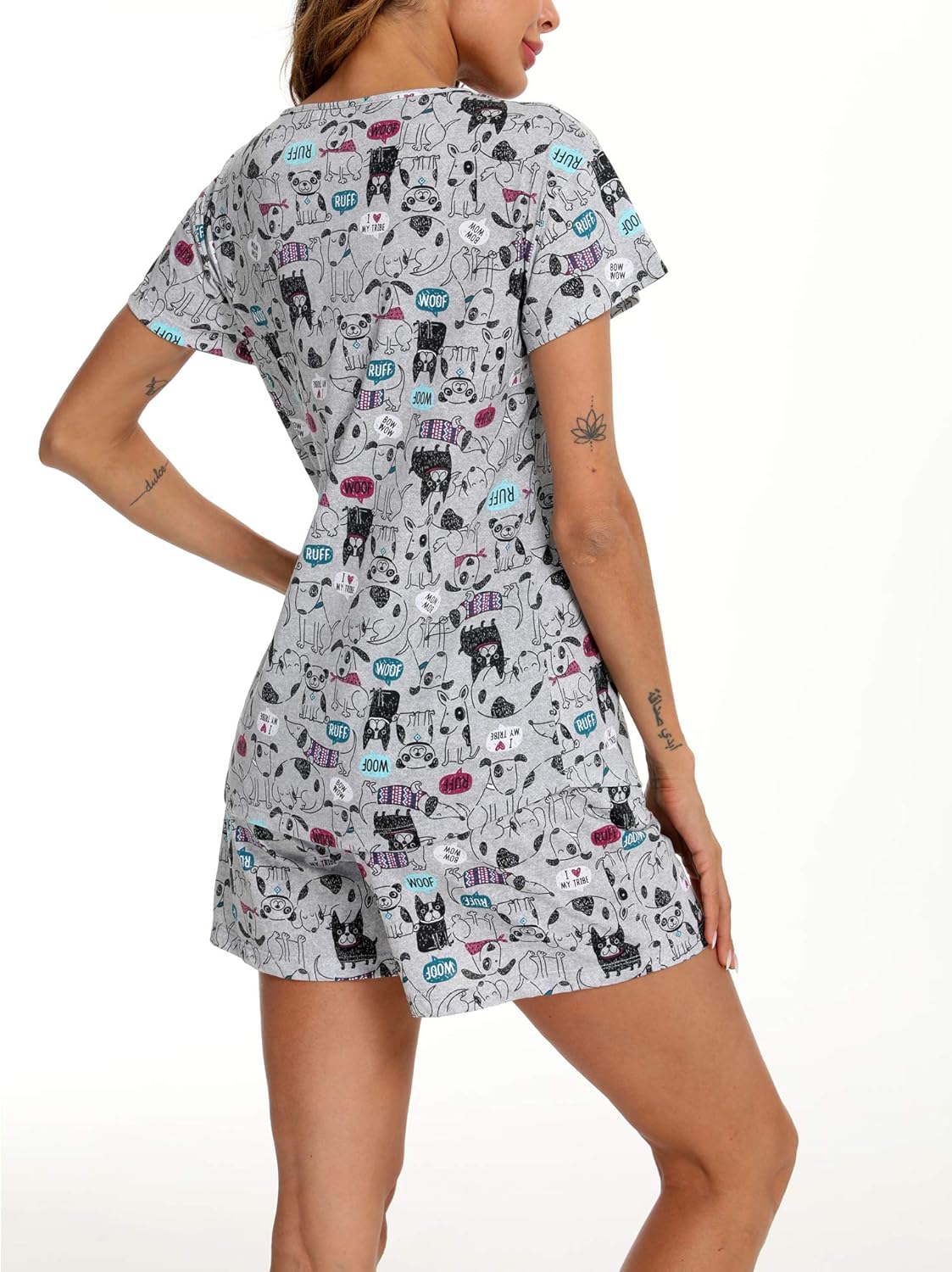 ENJOYNIGHT Womens Pajama Shorts Sets Cotton Pjs Summer Cute Sleepwear with Pockets - Image 5