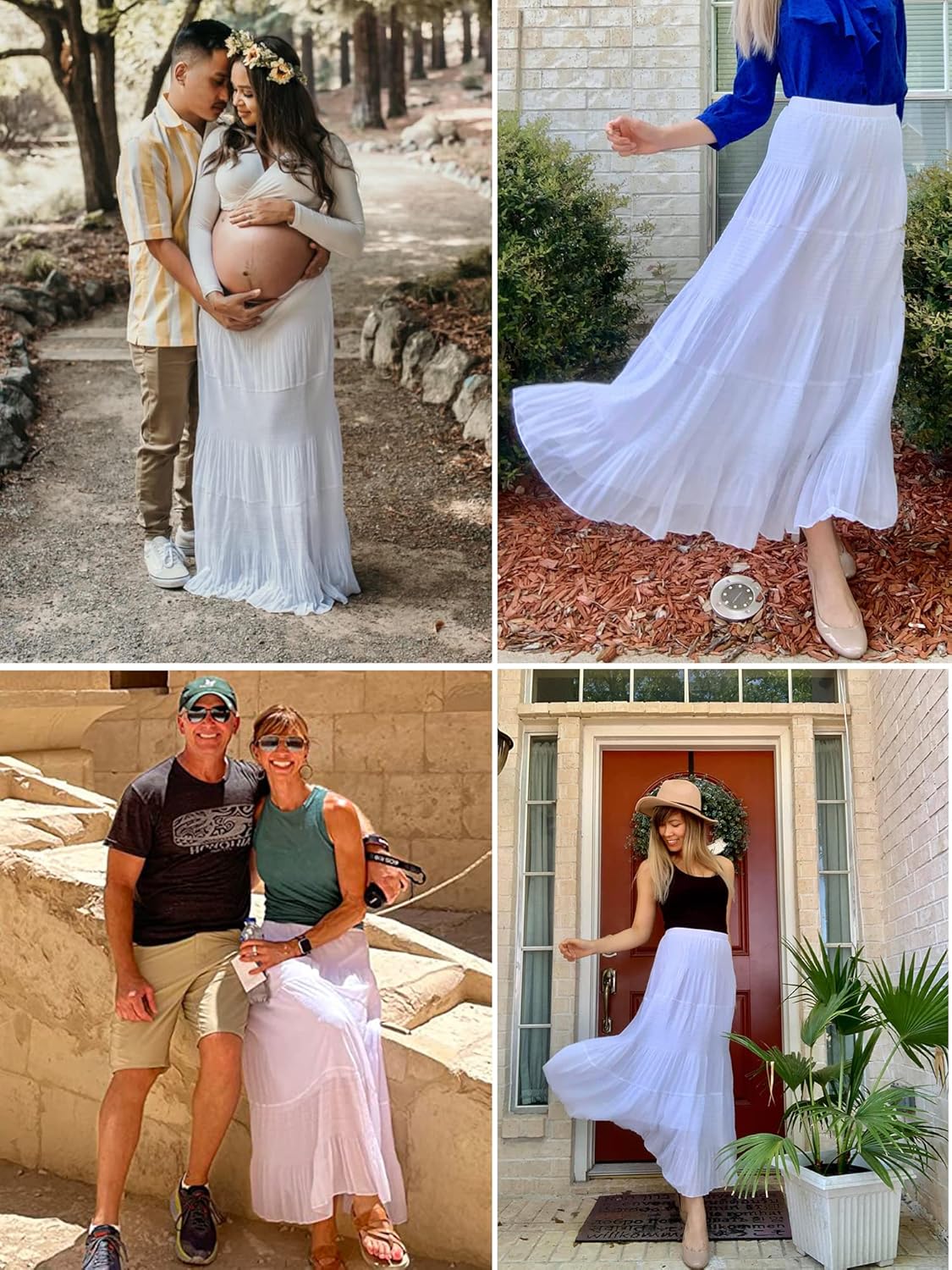 NASHALYLY Women's Chiffon Elastic High Waist Summer Casual Pleated A-Line Maxi Skirts - Image 5