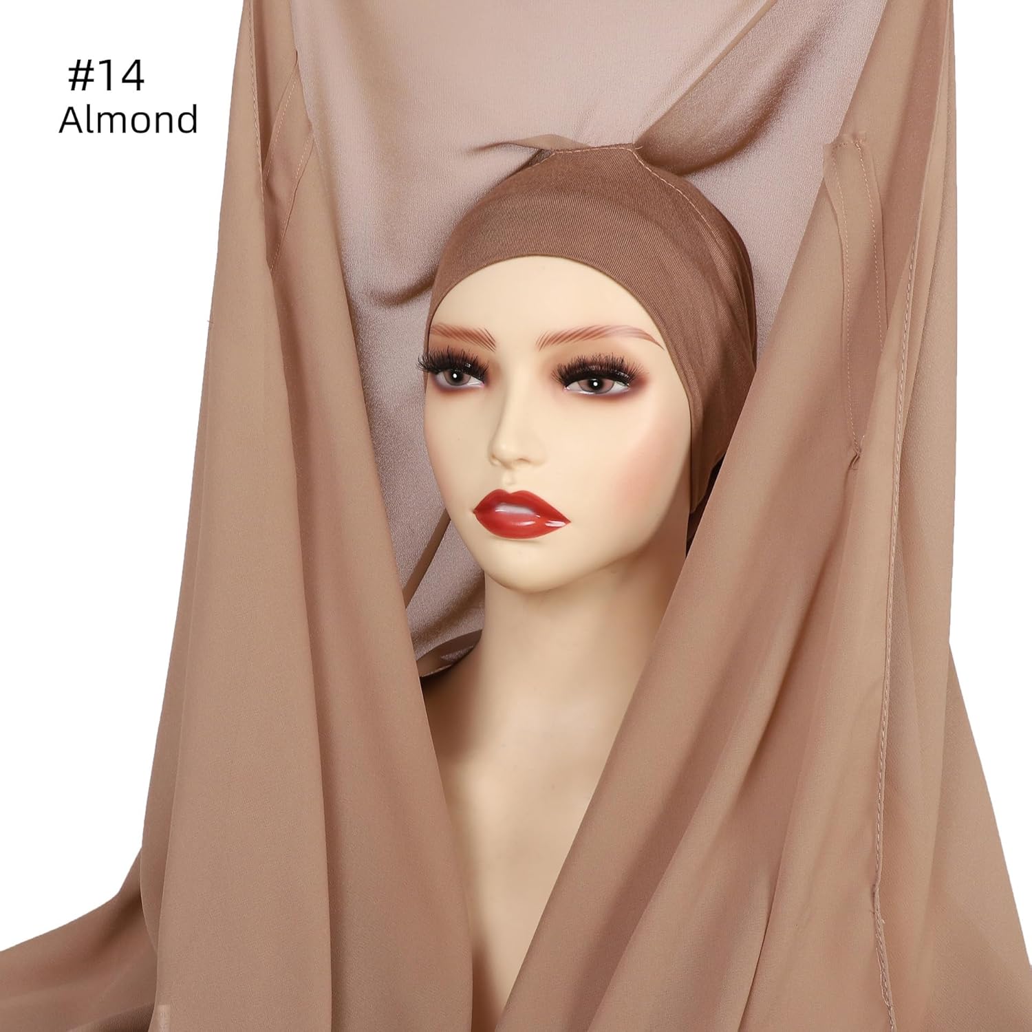 Instant Chiffon Hijab Set 3-in-1 Hijabs Scarf with Built-in Magnets and Undercap Head Wraps with Modal Cap - Image 3