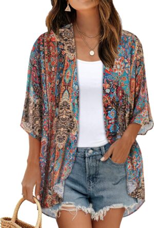 Women’s Floral Print Puff Sle...