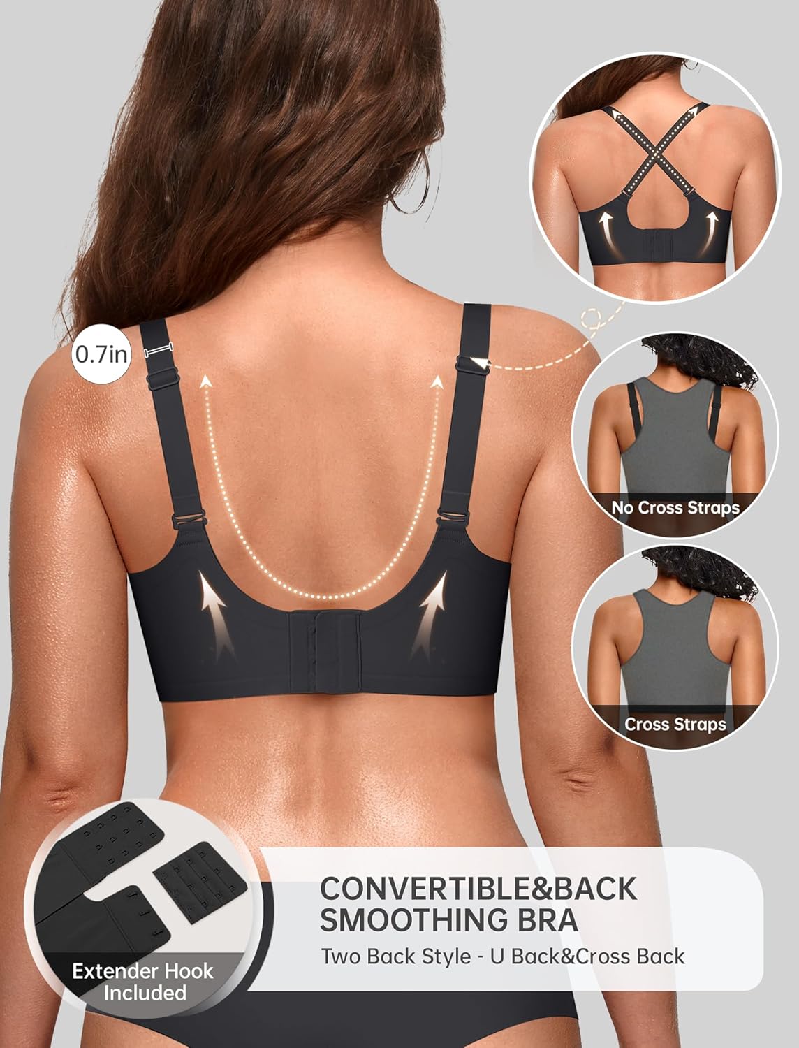 OEAK Women Jelly Bras No Underwire Scalloped Push Up Buttery Soft Tshirt Bra Seamless Full Coverage Convertible Everyday Bra - Image 3
