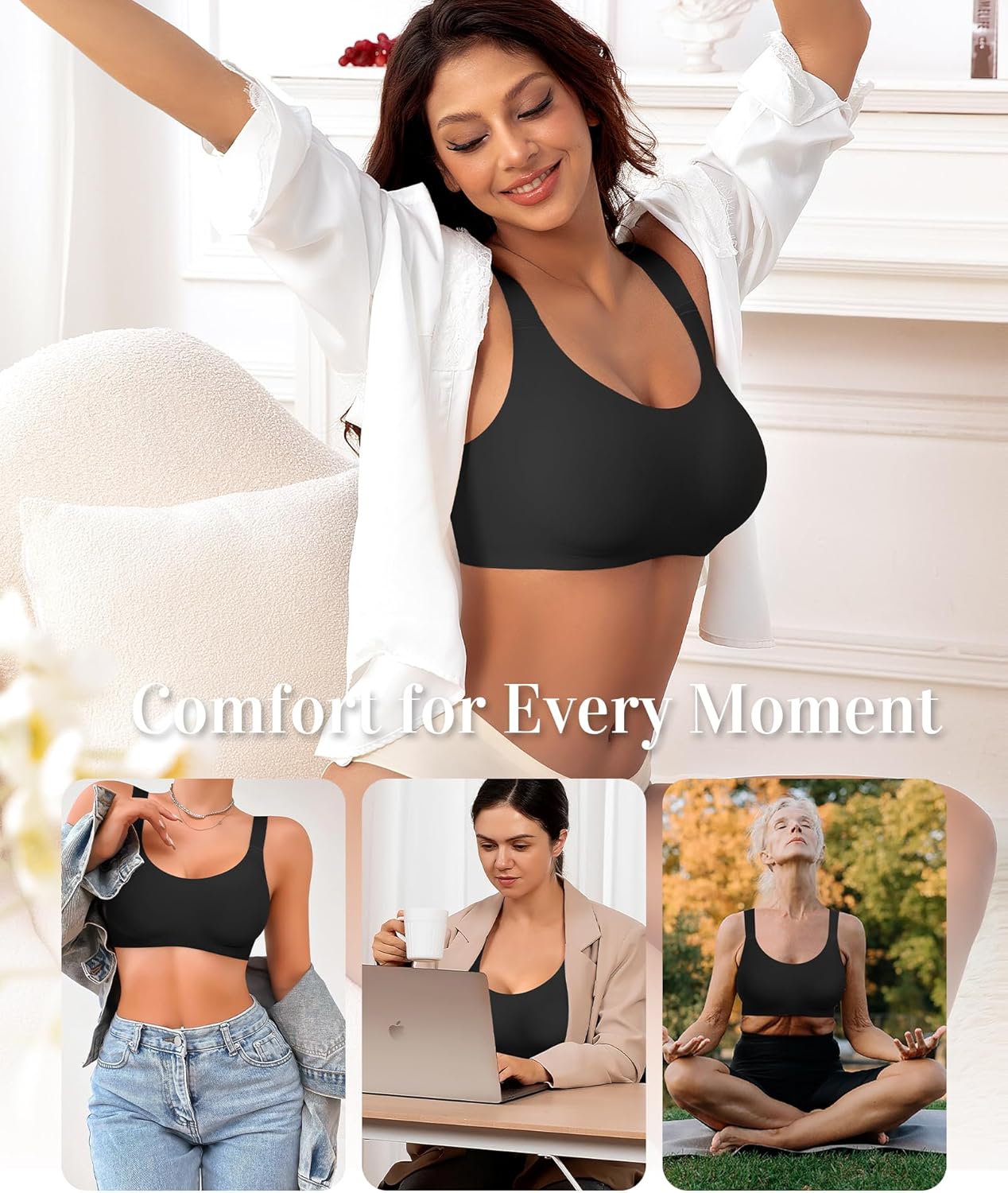 Wireless Jelly Seamless Bras for Women No Underwire Tshirt Full Coverage Padded Bra Comfortable Everyday Bralettes - Image 3