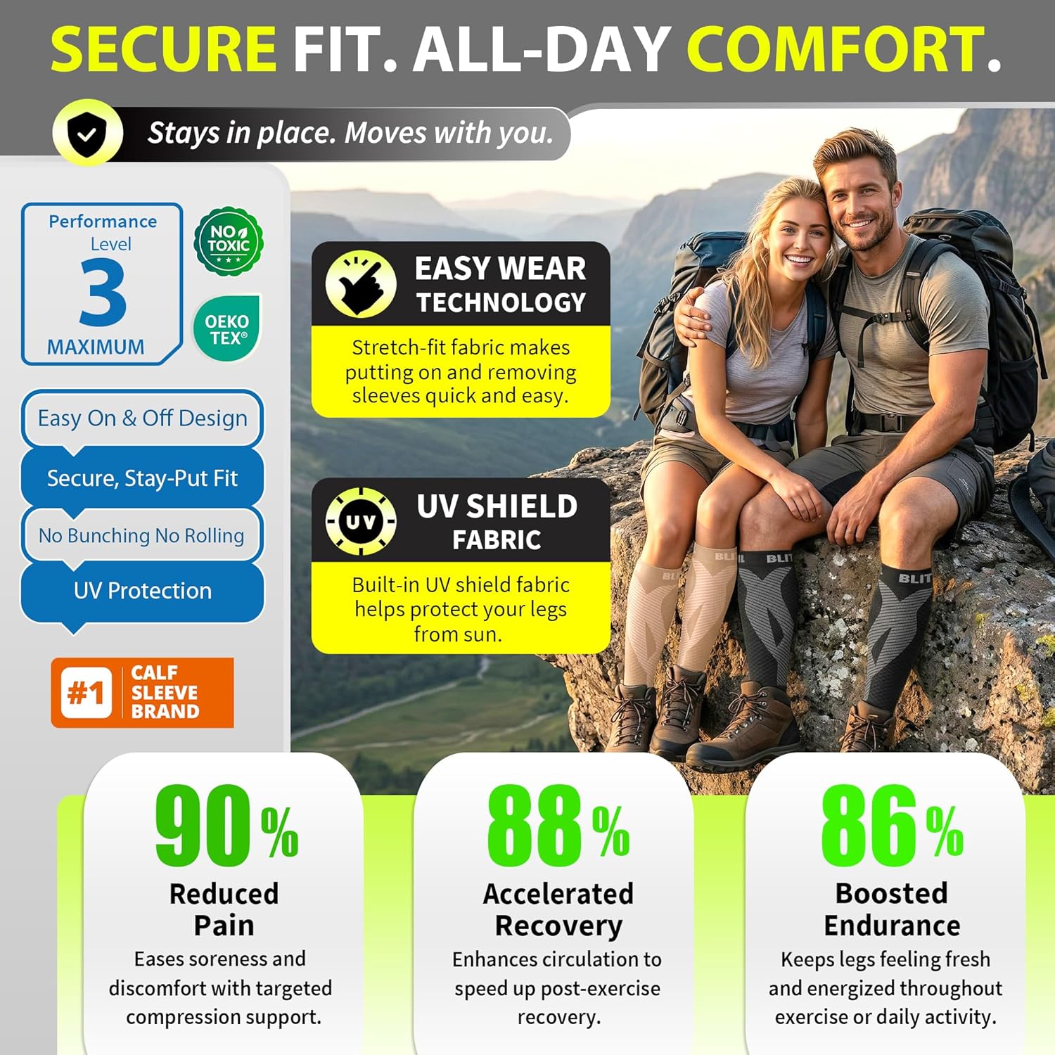 BLITZU Calf Compression Sleeve for Men & Women Footless Compression Socks Support Runners Leg Sleeve Shin Splints Pain Relief - Image 5