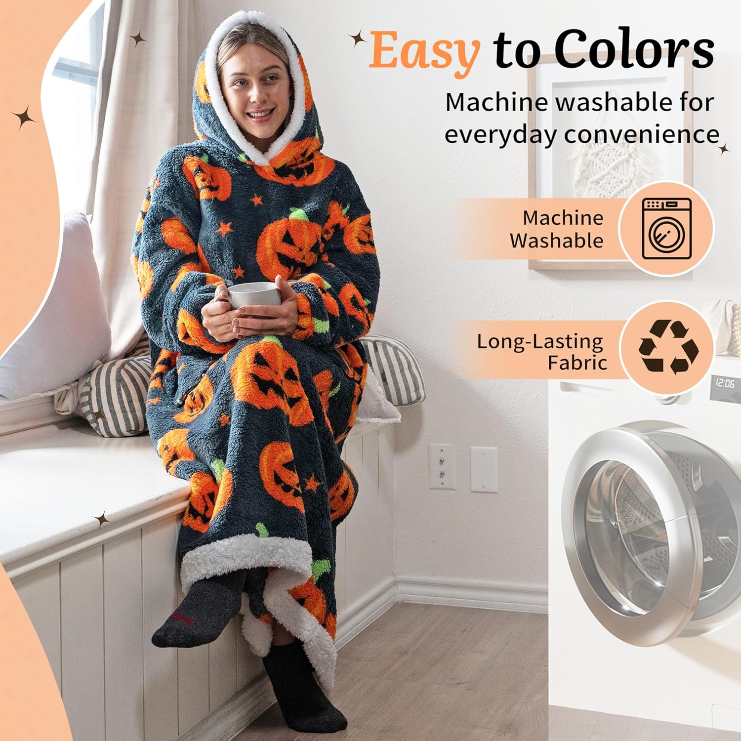 Capecage Blanket Hoodie, Long Hooded Blanket Sweatshirt as Birthday Gifts for Women Men, Long Wearable Blanket for Women Men. - Image 3