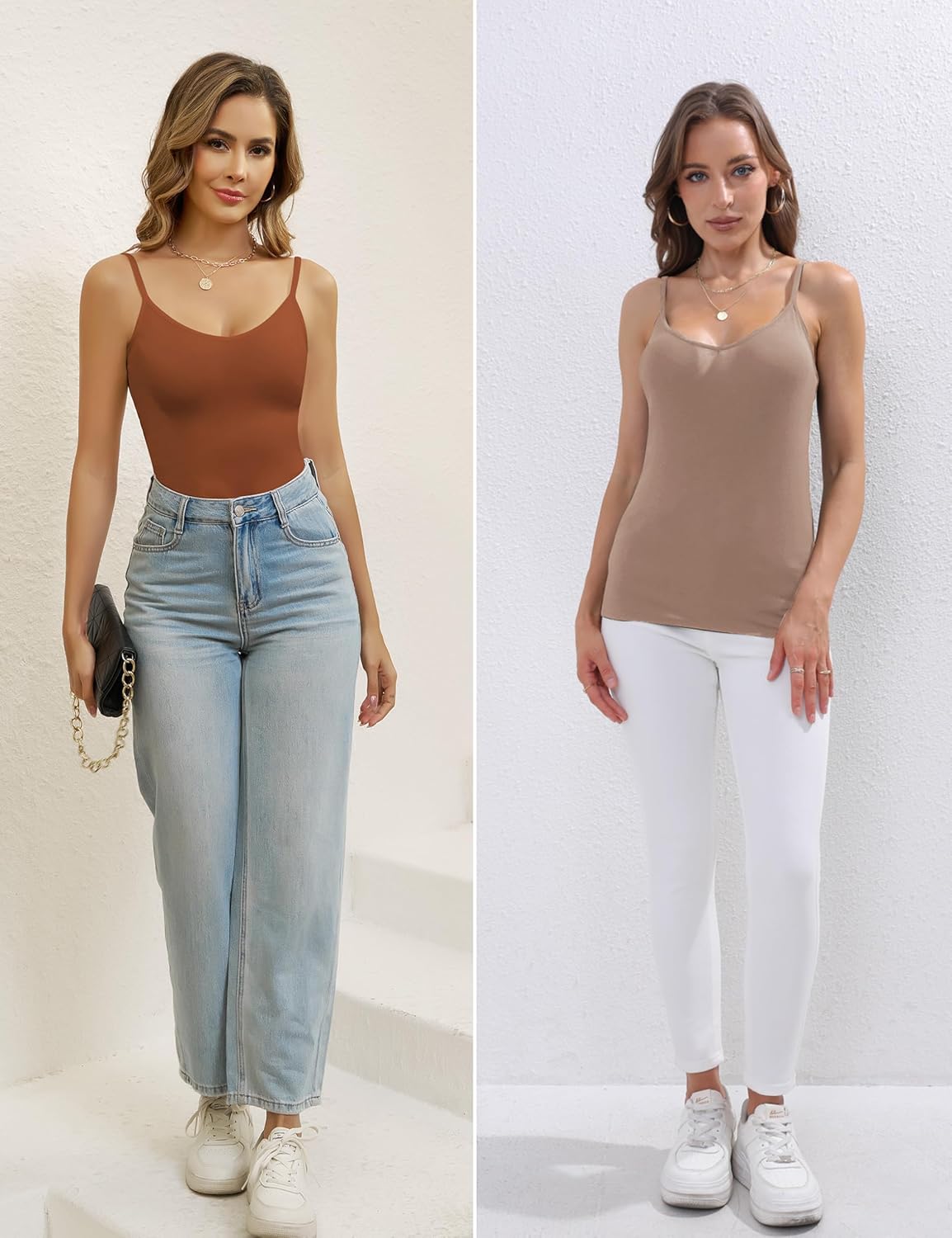 BQTQ 5 Pcs V Neck Camisole Tops for Women Spaghetti Strap Tank Top Womens Camisole Undershirt Slim Fitted Camisoles - Image 5