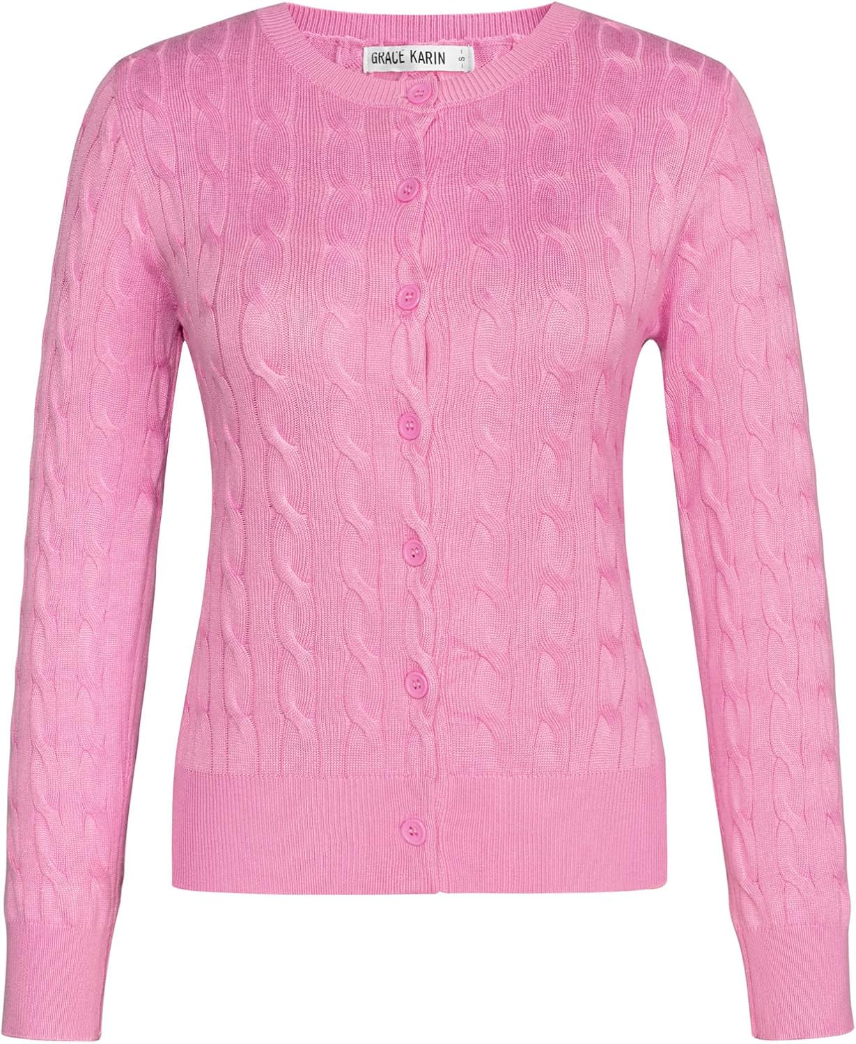 GRACE KARIN Womens Long Sleeve Button Up Cable Knit Cardigan Lightweight 2026 Crewneck Button Down Sweaters for Women - Image 5