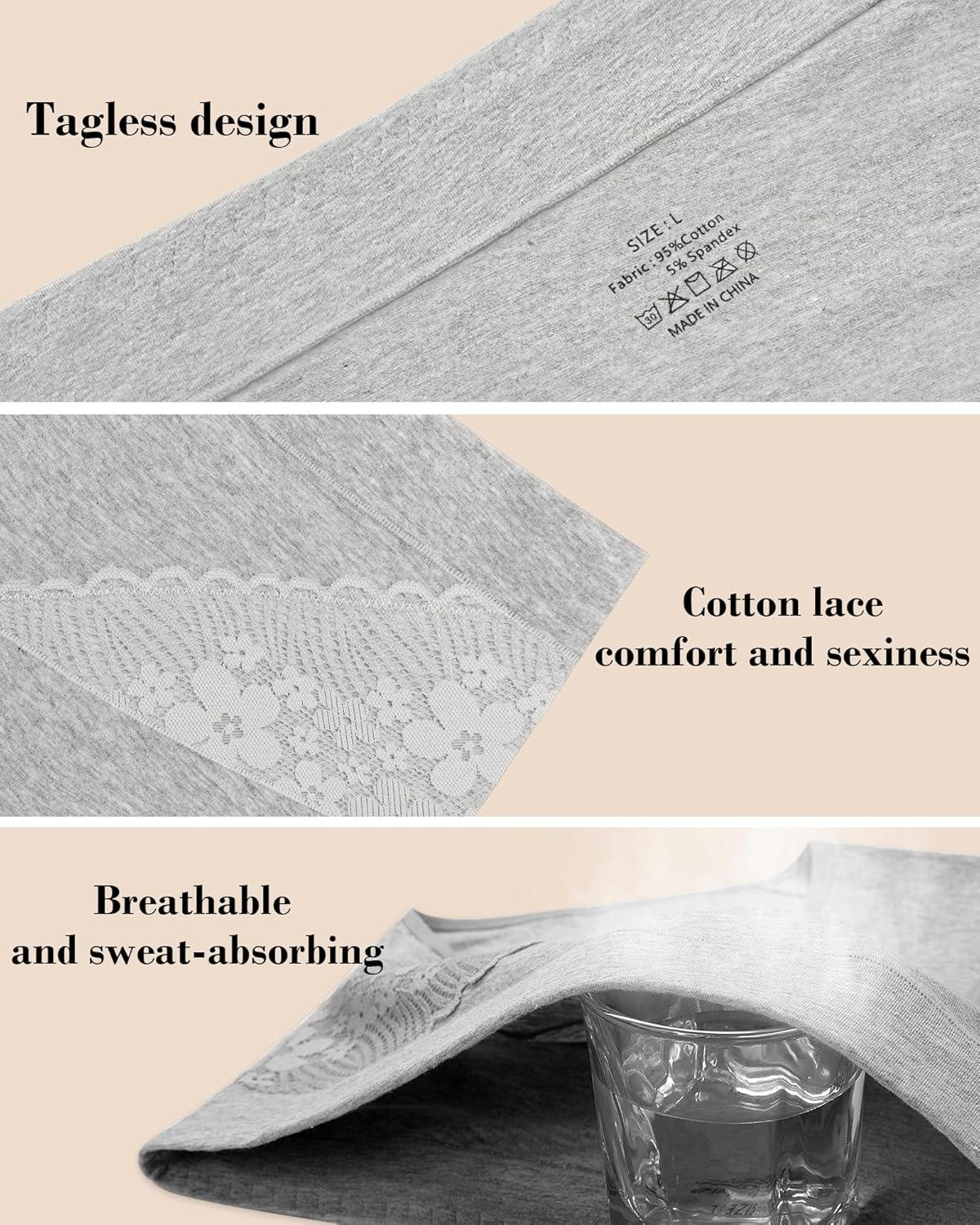 High Waisted Underwear for Womens Cotton Tagless Soft Ladies Panties Full Coverage Slight Tummy Control Briefs 5 Pack - Image 4