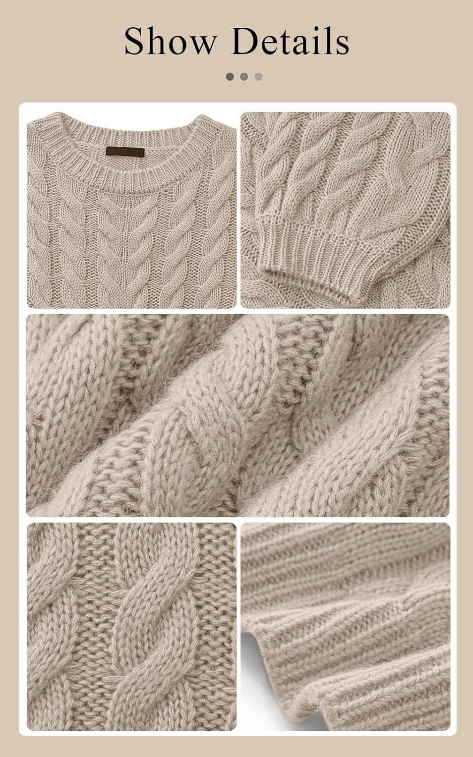 PRETTYGARDEN Womens Sweaters Spring 2026 Cable Knit Long Sleeve Crewneck Oversized Sweater Chunky Pullover Loose Outfits - Image 5