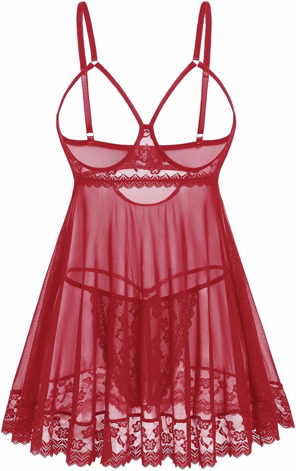 Avidlove Sexy Lace Babydoll Dress Lingerie for Women Sheer Mesh Chemise Sleepwear Exotic Boudoir Outfits