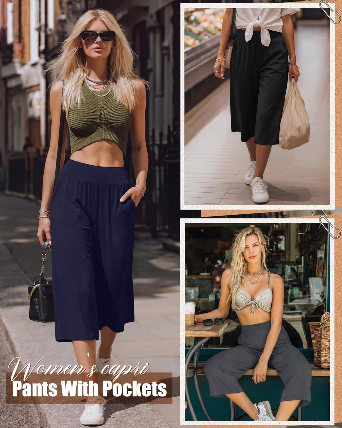 Neer 3 Pack Women Capri Pants Wide Leg High Waist Crop Lounge Sweatpants Loose Summer Casual Workout Pants with Pocket - Image 5