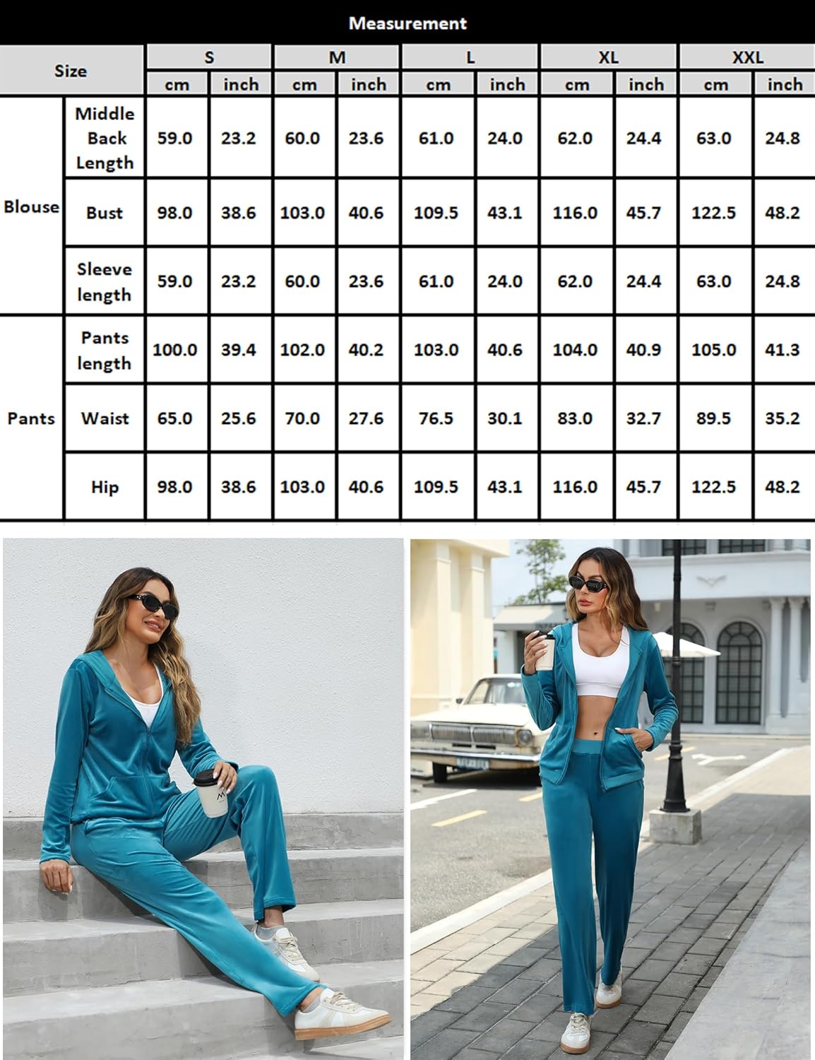Marvmys Velour Tracksuit Womens 2 Piece Outfits Velvet Sweatsuit Jogging Suit Full Zip Up Hoodie and Sweatpants Set - Image 7