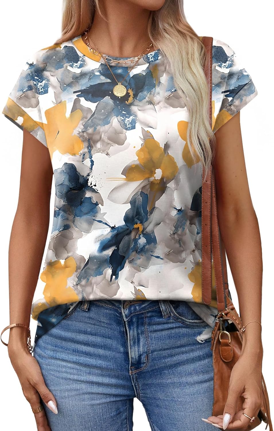Alaroo Womens Summer Tops Short Sleeve Shirts Crew Neck Tshirt Cute Trendy Tunic Blouses (S-3XL) - Image 3