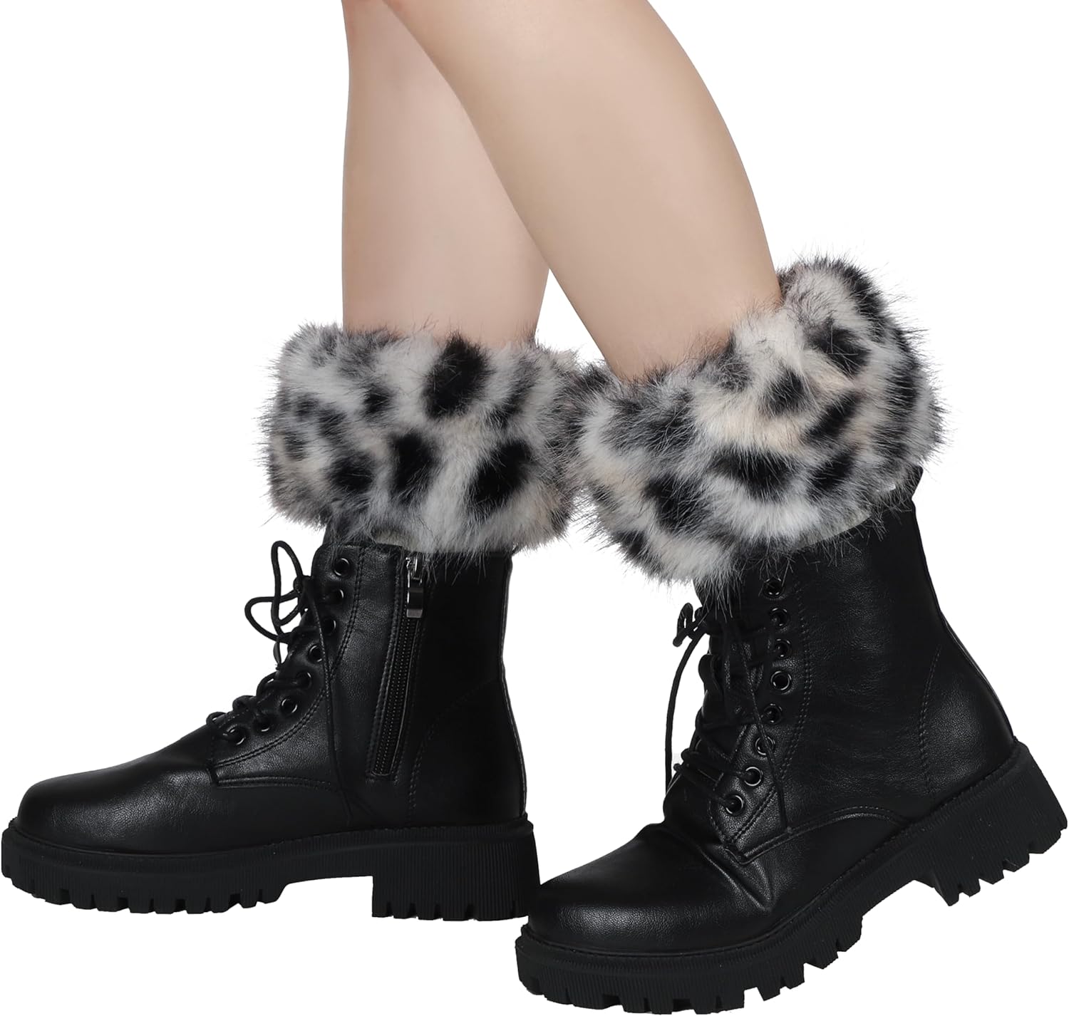 LA CARRIE Women Faux Fur Plush Leg Warmers Short Furry Fuzzy Leg Cuffs Girls Winter Knitted Boot - Image 3