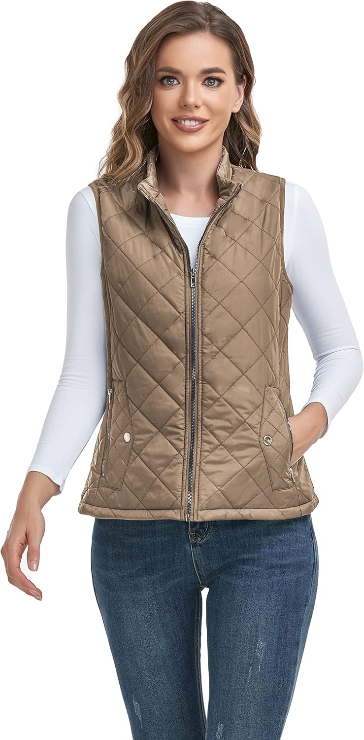 LONGKING 2025 Upgraded, Women's Outwear Vest With One Inner Pocket - Stand Collar Lightweight Zip Quilted Vest for Women - Image 2