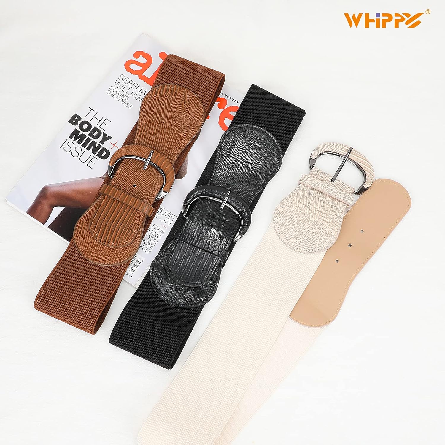 WHIPPY 3 Pack 4 Pack Women Wide Elastic Waist Belt Vintage Stretchy Belt Waistband for Ladies Dresses - Image 5