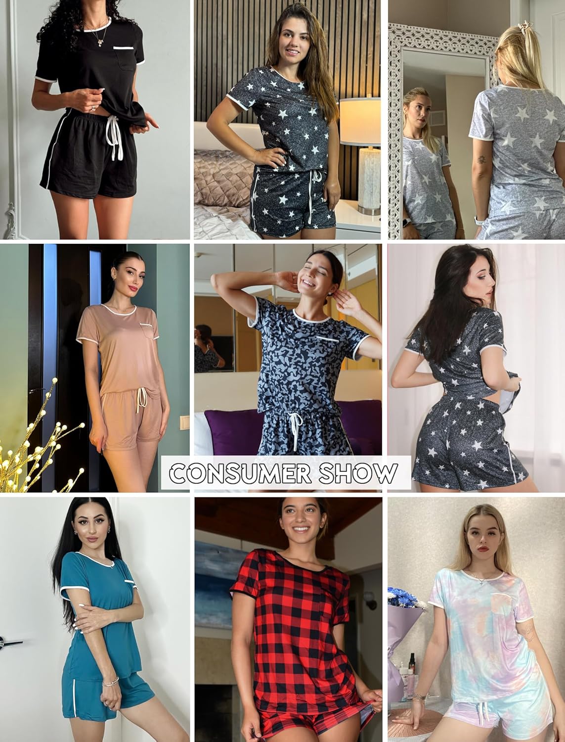 Ekouaer Pajama Set for Women 2 Piece Lounge Set Short Sleeve Tops and Shorts Soft Sleepwear, Chest Pocket - Image 6