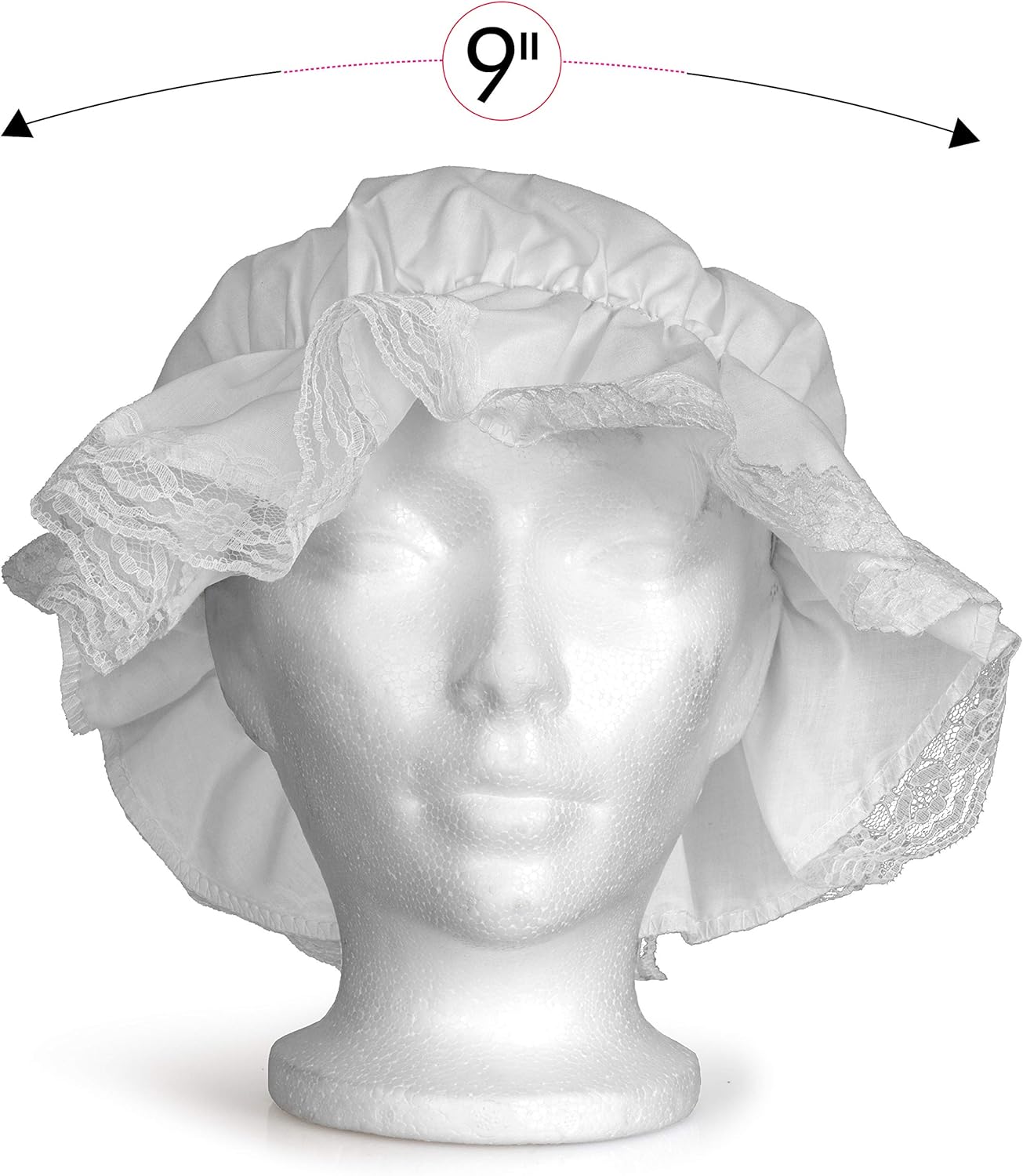 Skeleteen White Mob Cap Accessory - Grandma Night Bonnet Colonial Costume Nightcap Mop Hat Accessories for Maid Girls and Women - Image 5