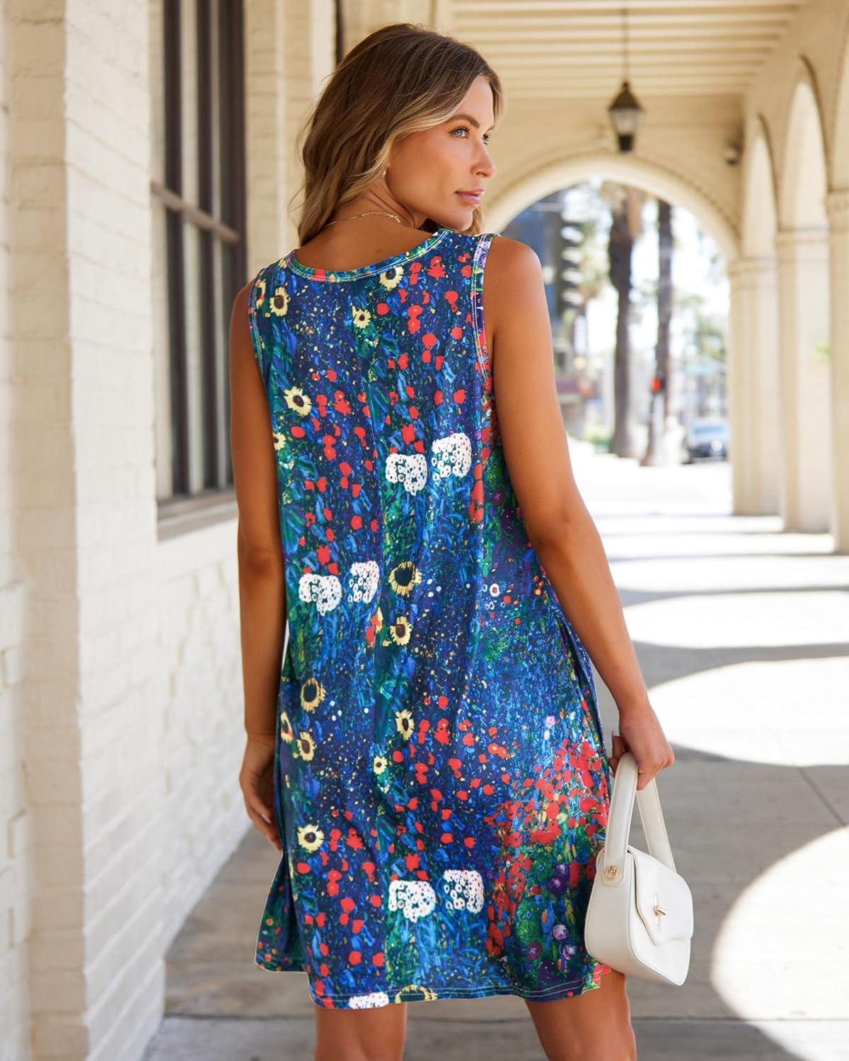 elescat Women's Summer Dresses 2026 Beach Casual Sleeveless Floral Print Tank Loose Sundress with Pocket - Image 6