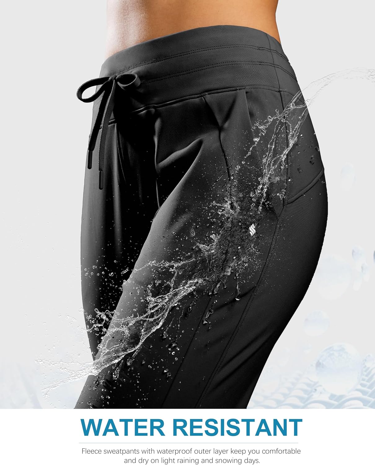 Soothfeel Women's Fleece Lined Joggers Water Resistant High Waisted Sweatpants Winter Warm Thermal Running Hiking Pant Pocket - Image 4