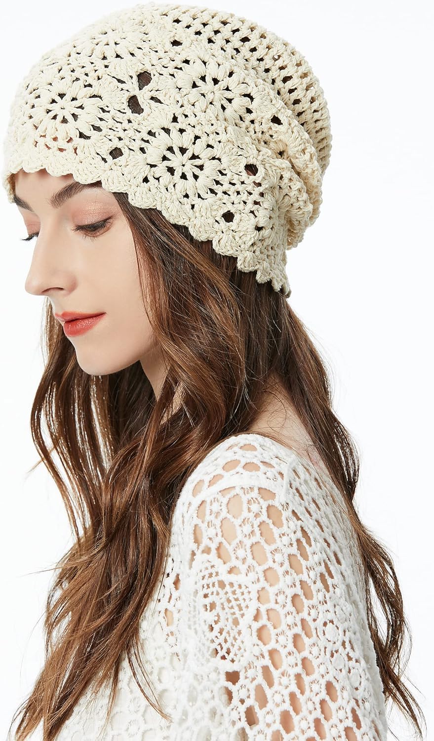 ZLYC Women Cotton Crochet Slouchy Beanie Hat Handmade Knit Summer Skull Cap - Image 4