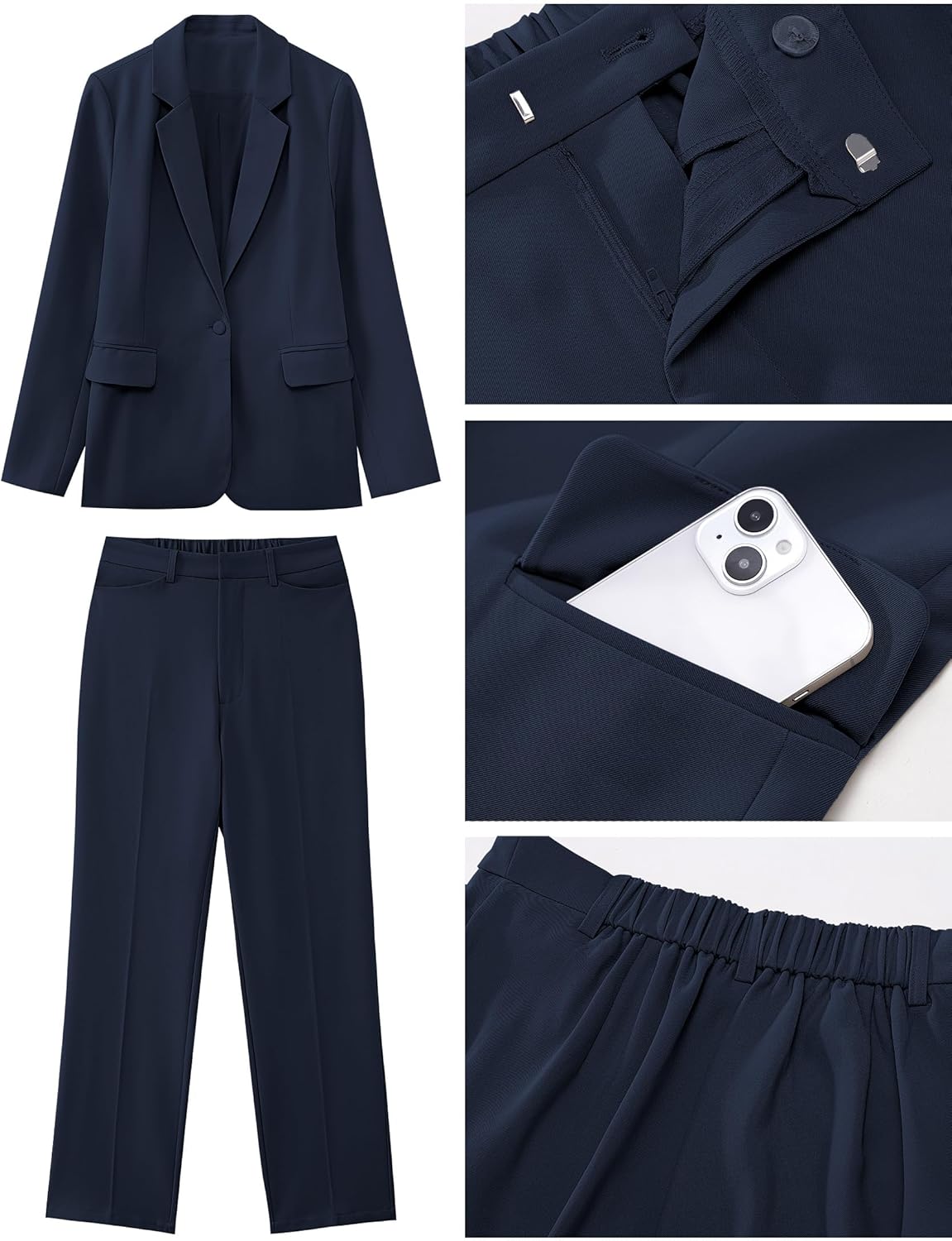 luvamia Women's Two Piece Sets Pants Suits Dressy Business Casual Outfits Professional Blazer Pantsuits Set Work Office - Image 7