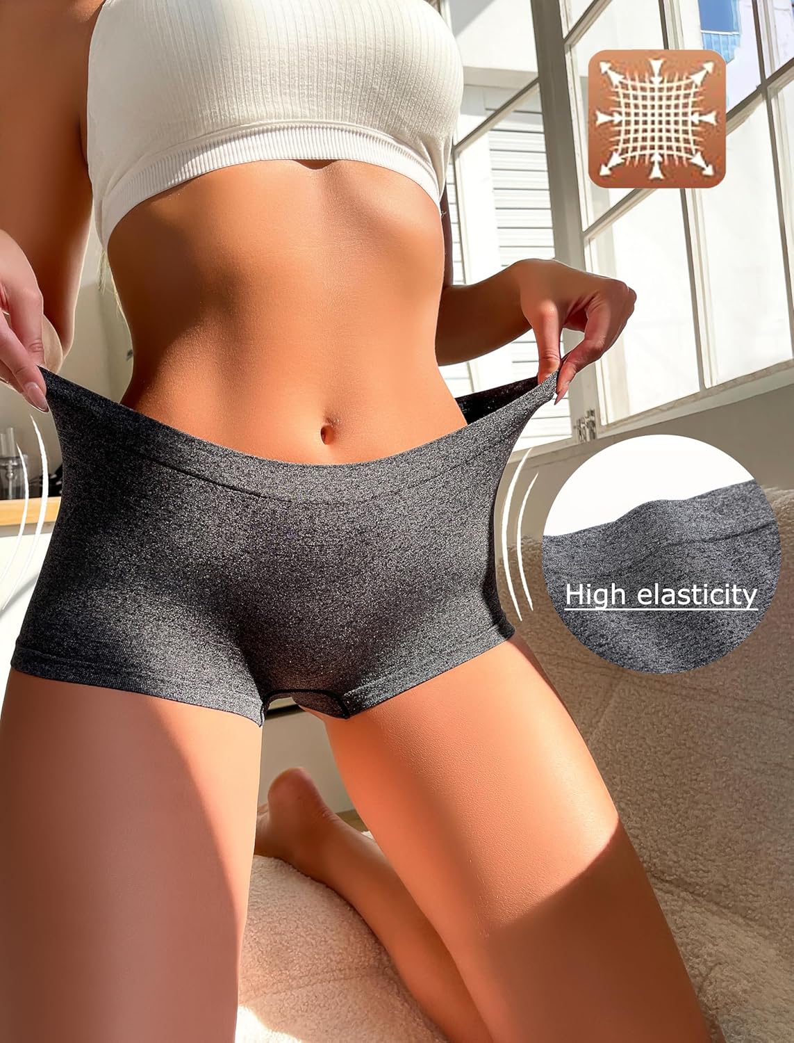 Womens Boyshorts Underwear Seamless Boxer Briefs Full Coverage Soft Stretch Boxer Shorts For Women 4 Pack - Image 6