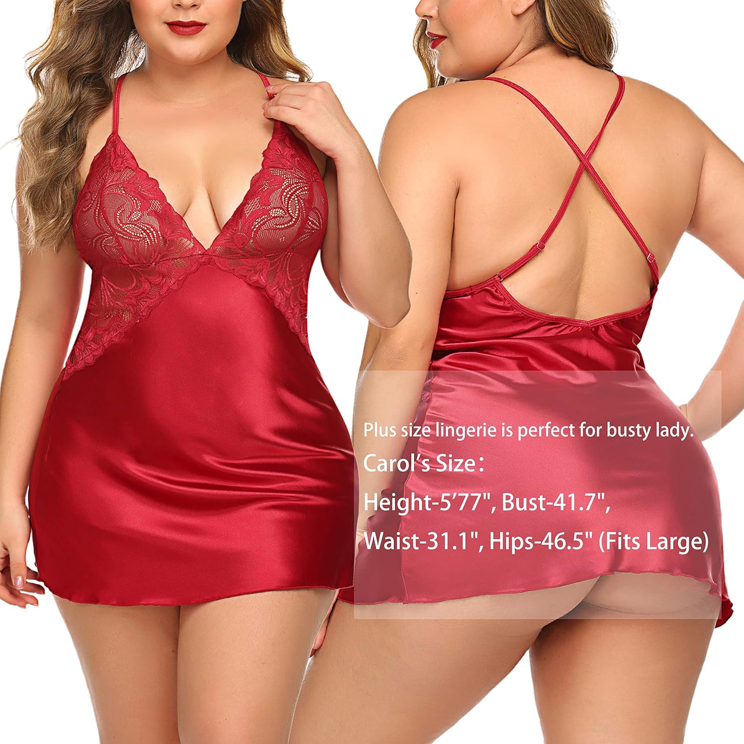 Avidlove Women Lingerie V Neck Sexy Nightwear Satin Sleepwear Lace Chemise Mini Babydoll Nightgown - Image 6