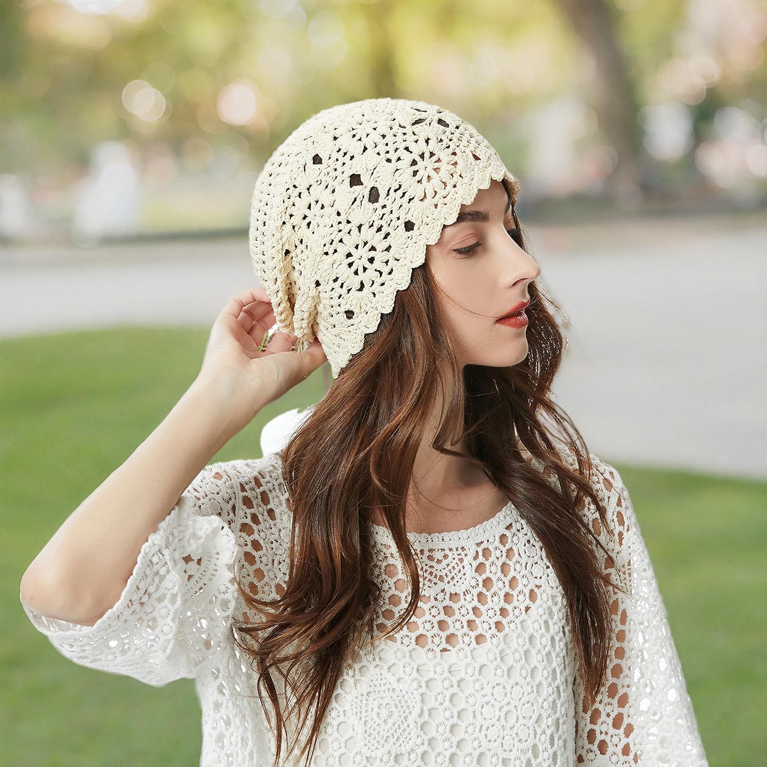 ZLYC Women Cotton Crochet Slouchy Beanie Hat Handmade Knit Summer Skull Cap - Image 9