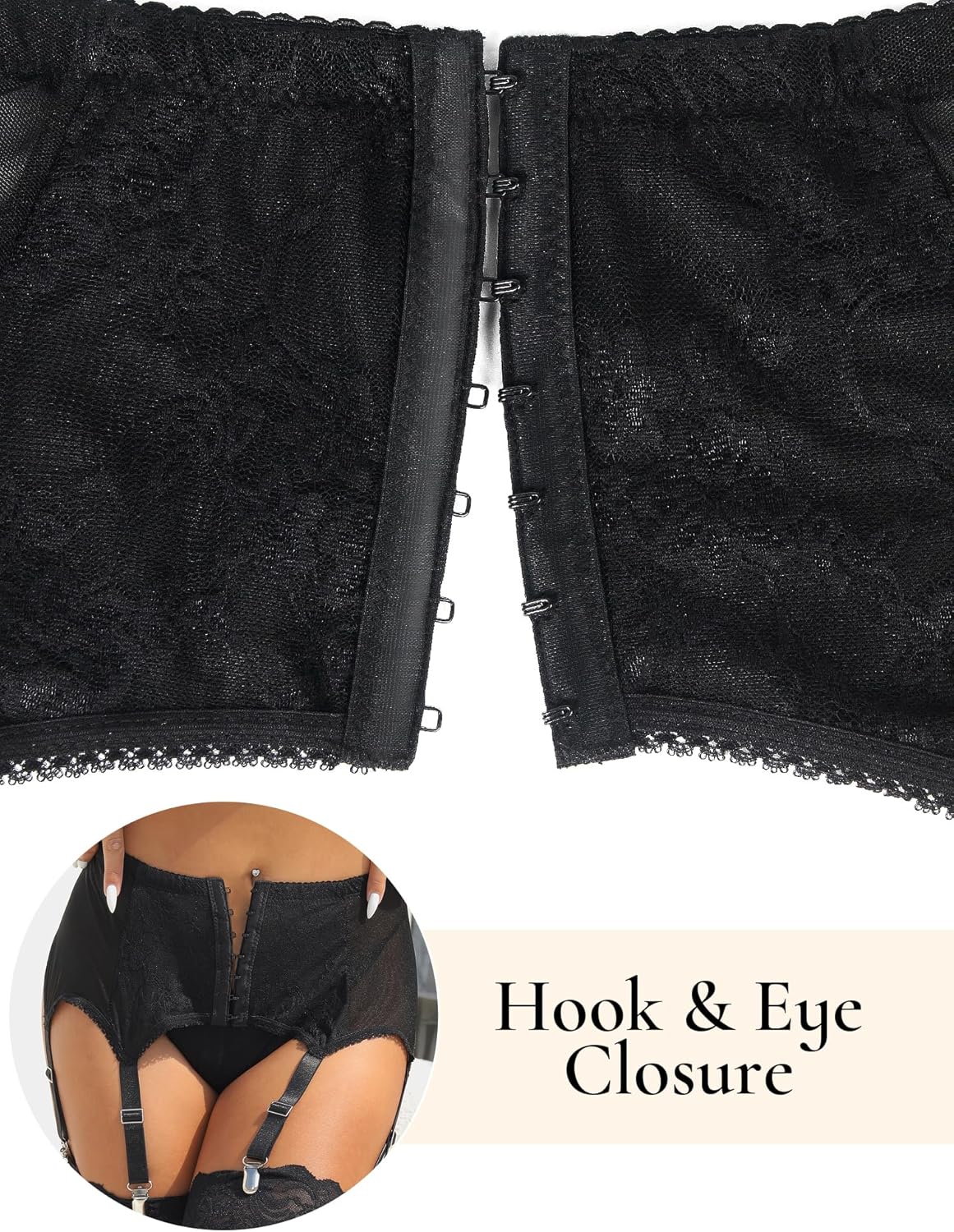 ohyeah High-Waisted Garter Belt Plus Size- Lace Mesh Suspenders Belt with 6 Metal Clip for Thigh Highs Garter Stockings - Image 5