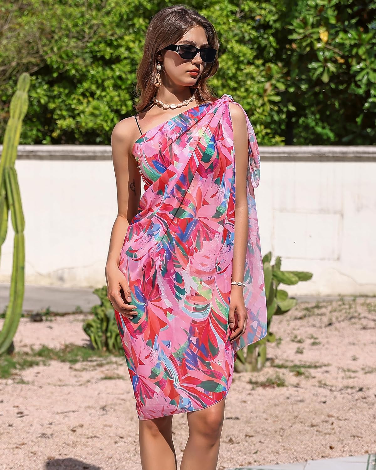 Eicolorte Womens Beach Cover Up Chiffon Sheer Bikini Beach Swimsuit Coverup Sarong Pareo Wraps for Women - Image 3