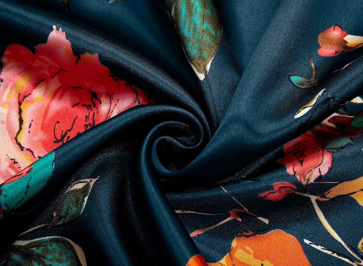 BABEYOND Women's Kimono Robe Long Satin Silky Floral Lightweight Bridesmaid Wedding Bachelorette Party Robe - Image 6