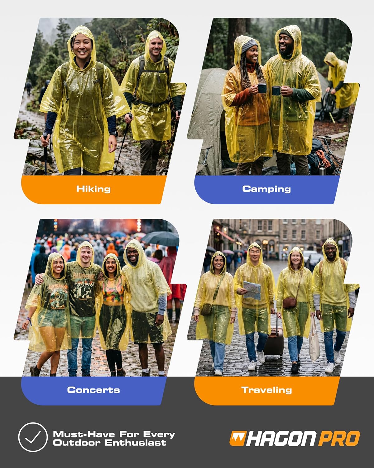 Hagon PRO Disposable Rain Ponchos for Adults (5 Pack) - Image 4