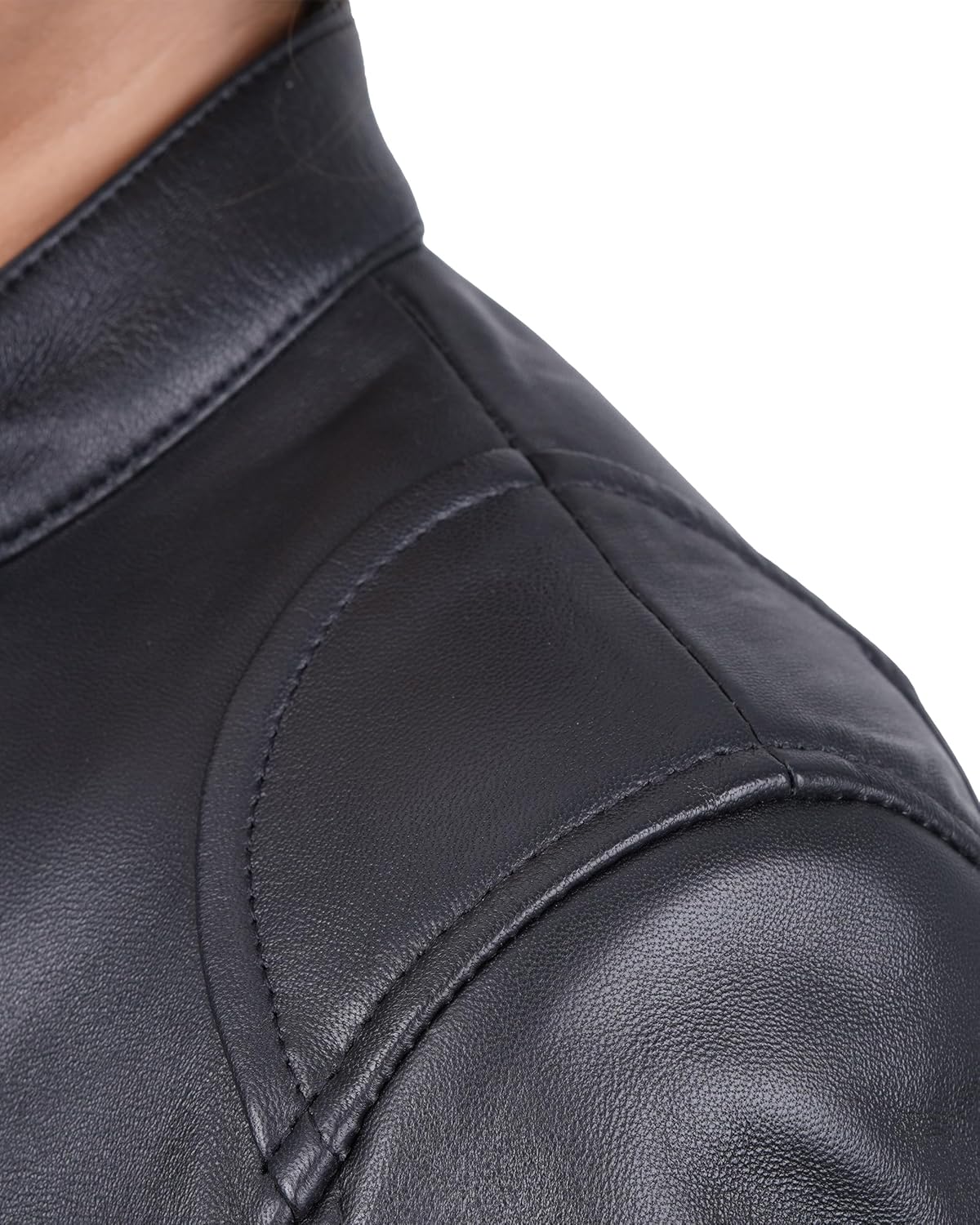 Blingsoul Womens Real Leather Jacket - Cafe Racer Style Leather Jacket Womens with Snap-Tab Collar - Image 2