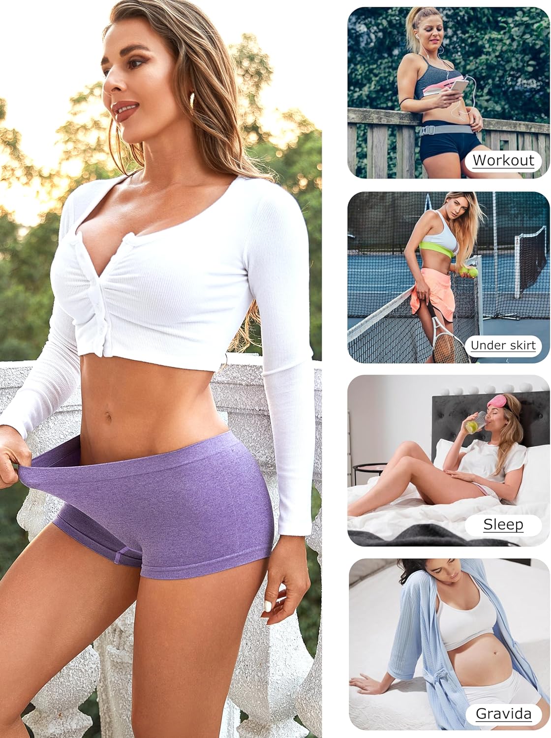 Womens Boyshorts Underwear Seamless Boxer Briefs Full Coverage Soft Stretch Boxer Shorts For Women 4 Pack - Image 5