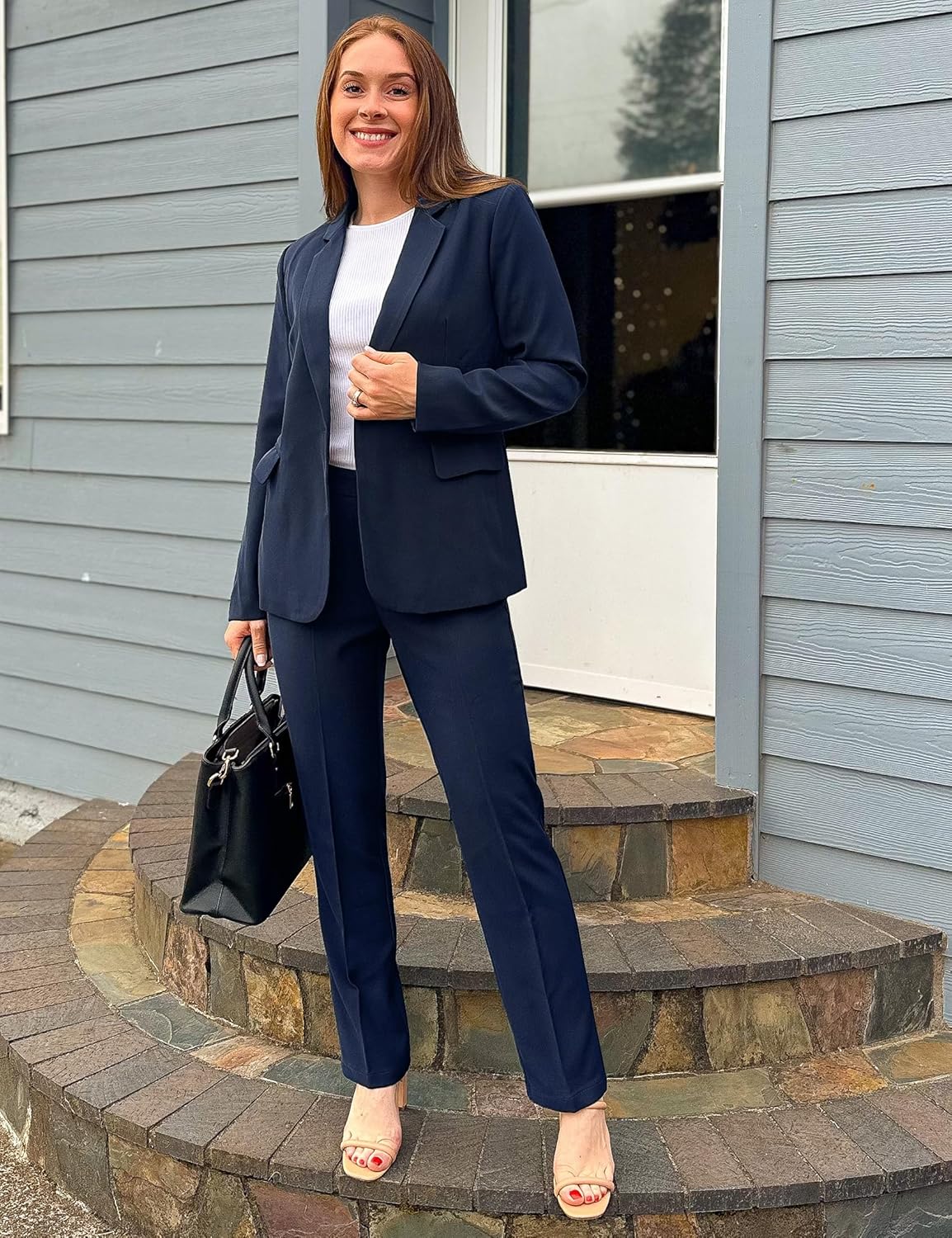 luvamia Women's Two Piece Sets Pants Suits Dressy Business Casual Outfits Professional Blazer Pantsuits Set Work Office - Image 4